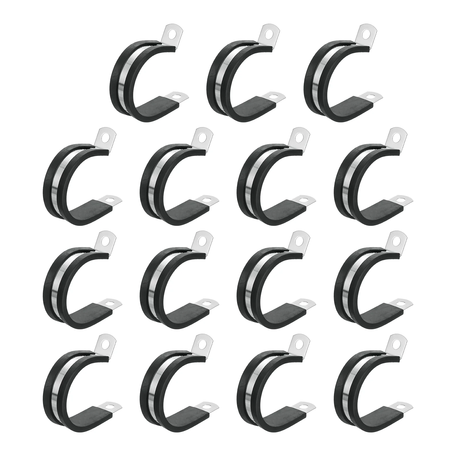 Uxcell 1-3/8"(34mm) Cable Clamp, 304 Stainless Steel Rubber Cushioned 15Pcs