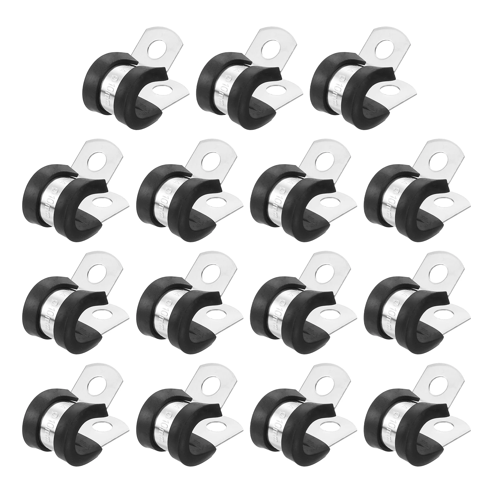 Uxcell 3/8"(10mm) Cable Clamp, 304 Stainless Steel Rubber Cushioned 15Pcs
