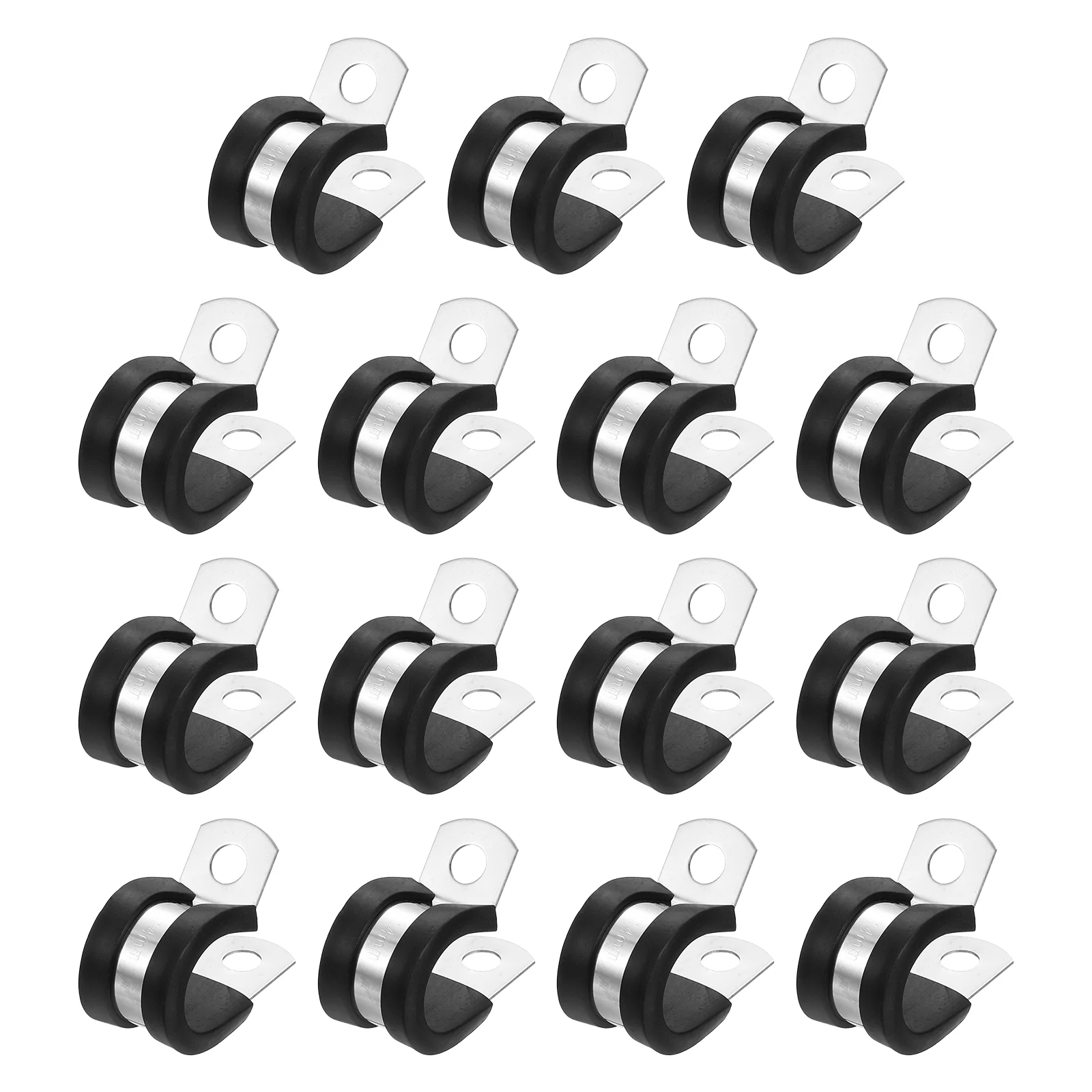 Uxcell 1/2"(14mm) Cable Clamp, 304 Stainless Steel Rubber Cushioned 15Pcs