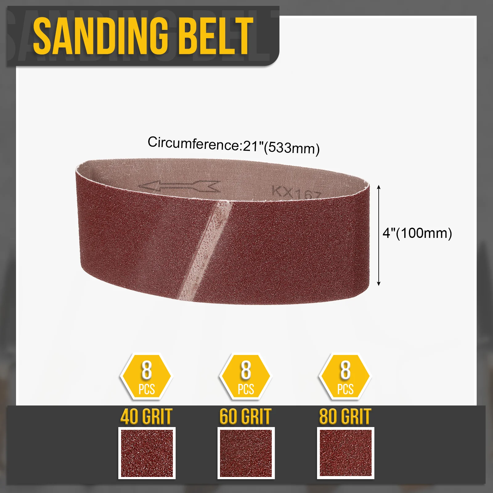 4" x 21" Sanding Belt Set,24 Piece 40/60/80 Grit for Knife Sharpening - Image 2