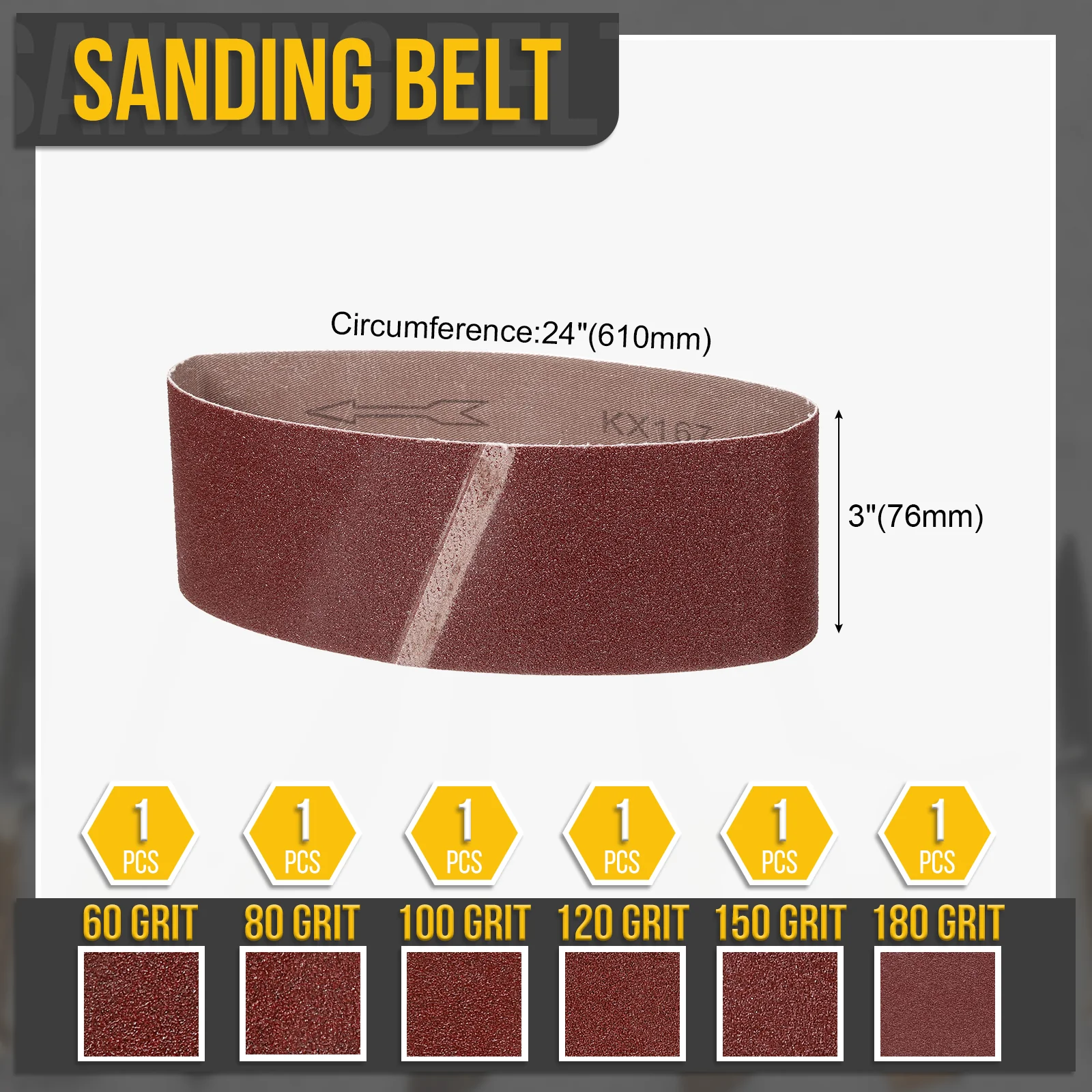 3 x 24 Knife Sharpener Belt Set,6 Piece 60/80/100/120/150/180 Grit for Carving - Image 2