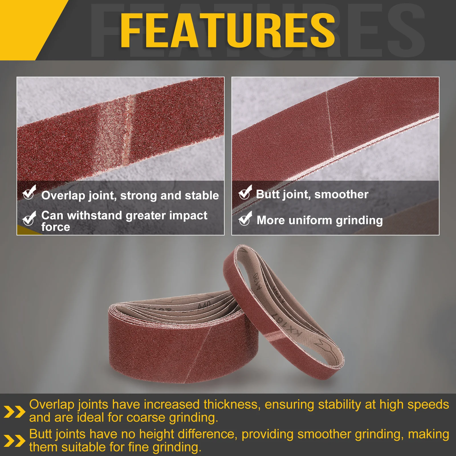 1 x 42 Inch Sanding Belt,24 Pcs 80/120/180/240/400/600 Grit Knife Sharpener Belt - Image 3