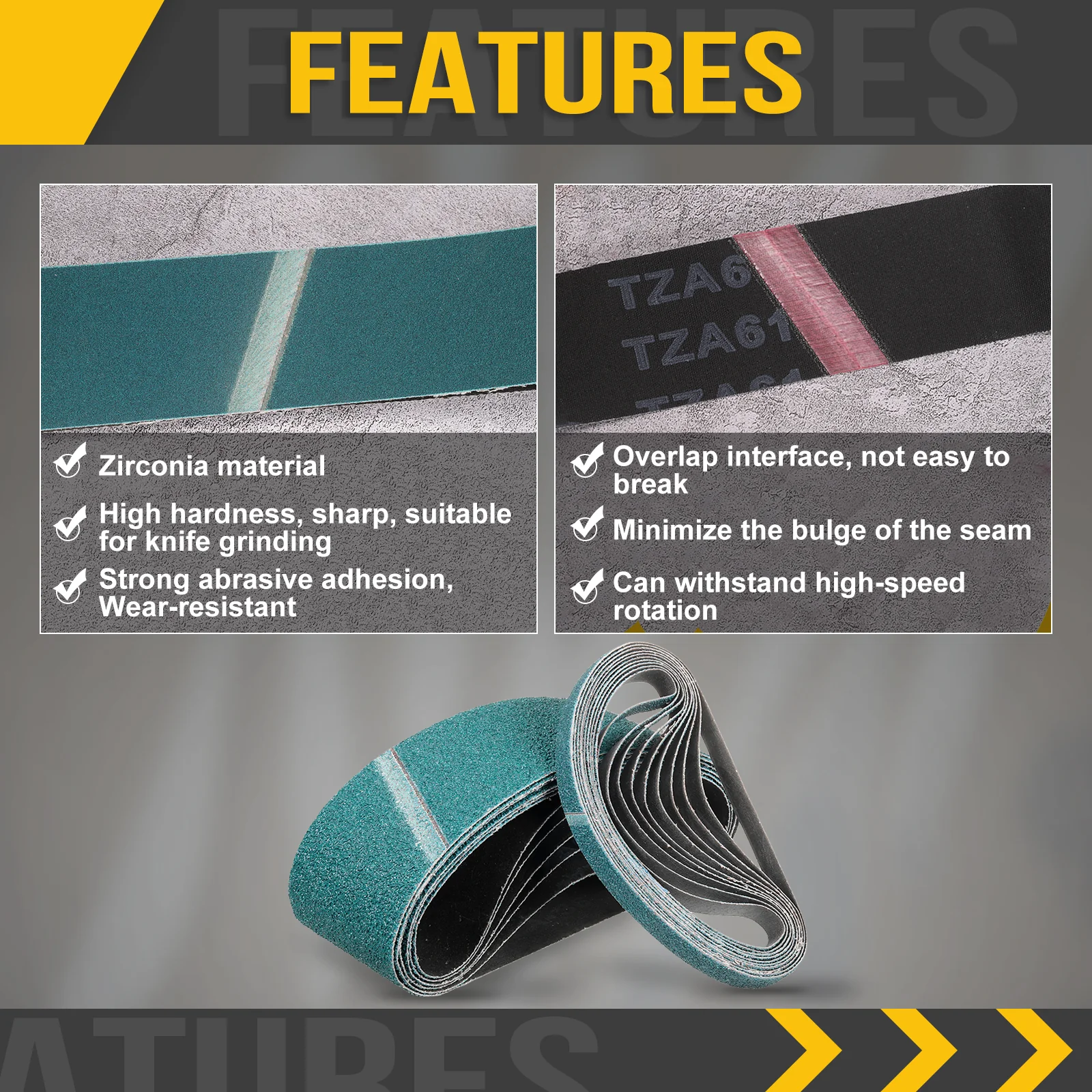 2" x 42" Sanding Belt, 4 Pcs 40/60/80/120 Grit Knife Sharpener Belts - Image 3