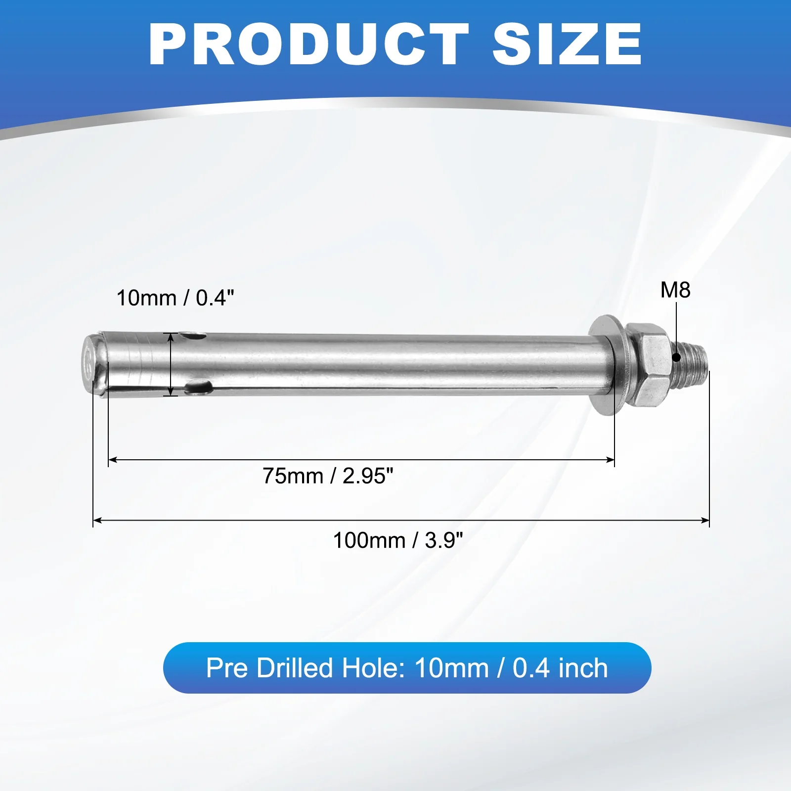 M8x100mm Expansion Bolts,4PCS Stainless Steel External Hex Expansion Screw Bolt - Image 2