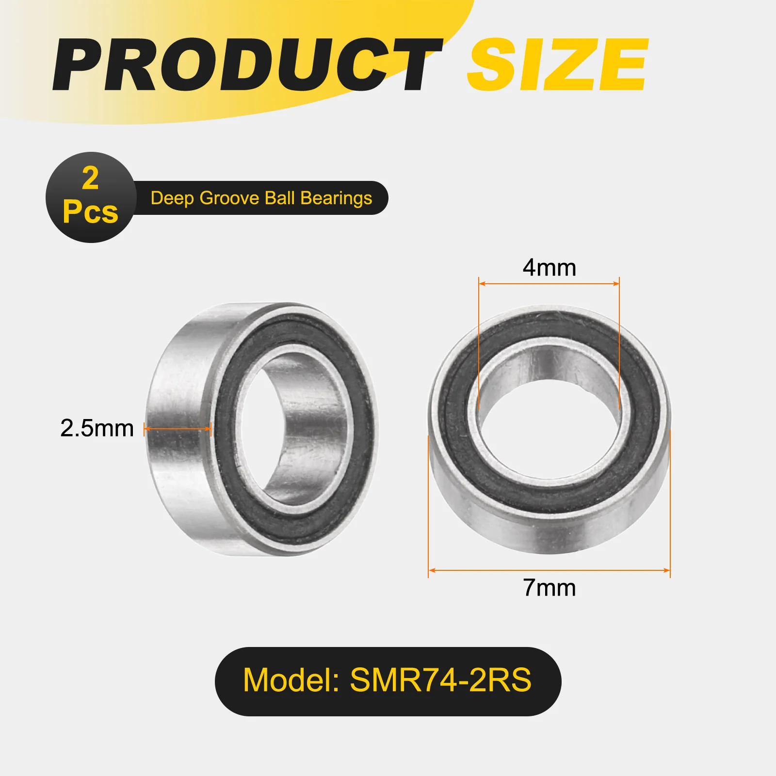 Uxcell 2Pcs SMR74-2RS Deep Groove Ball Bearings, 4x7x2.5mm 440C Double Sealed Bearing - Image 2