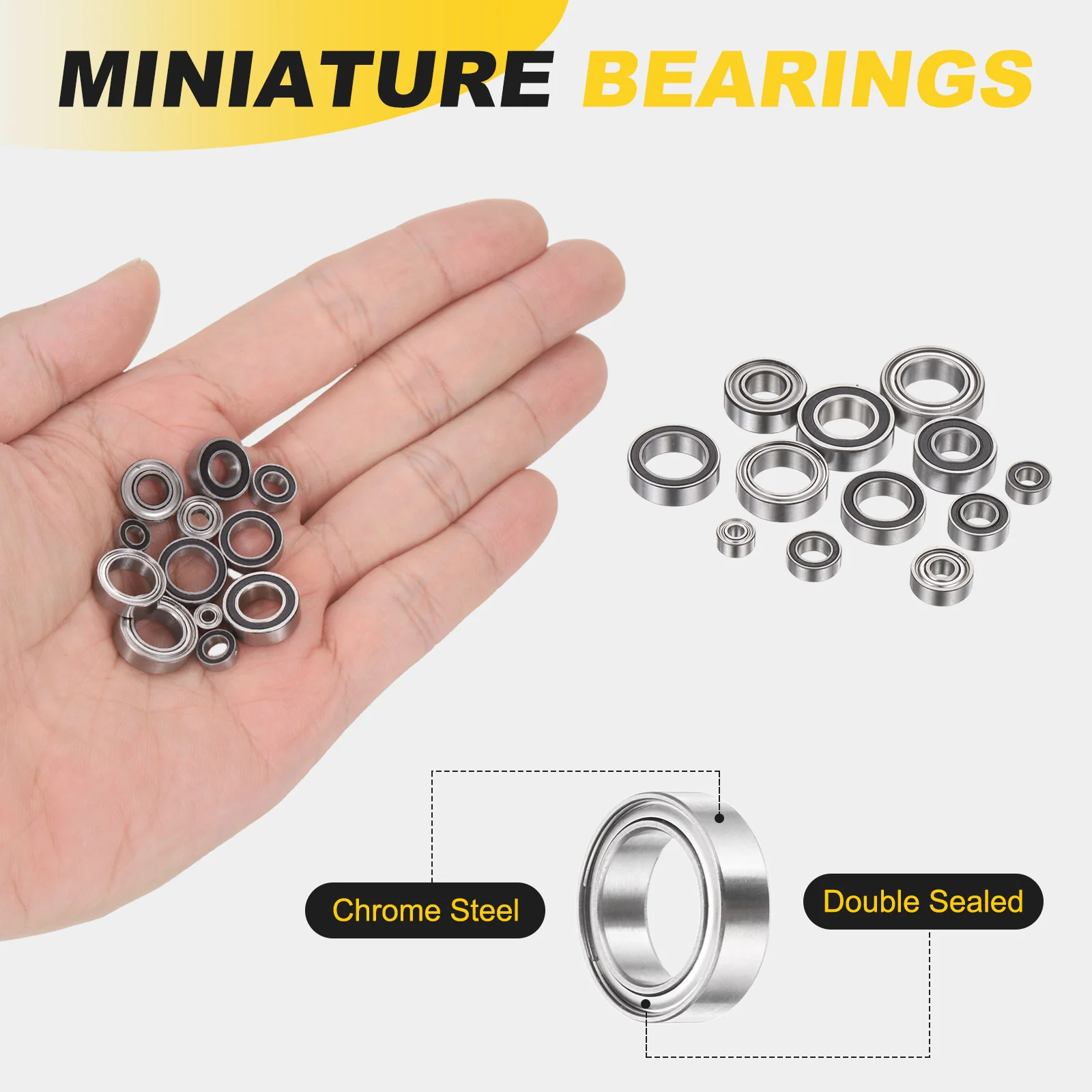 Uxcell 2Pcs SMR128ZZ Deep Groove Ball Bearings, 8x12x3.5mm 440C Double Sealed Bearing - Image 3