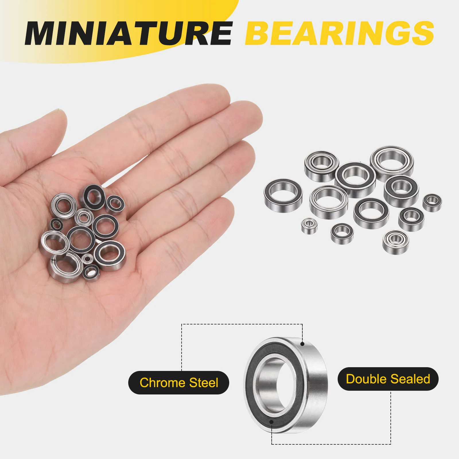 Uxcell 2Pcs SMR137-2RS Deep Groove Ball Bearings, 7x13x4mm 440C Double Sealed Bearing - Image 3