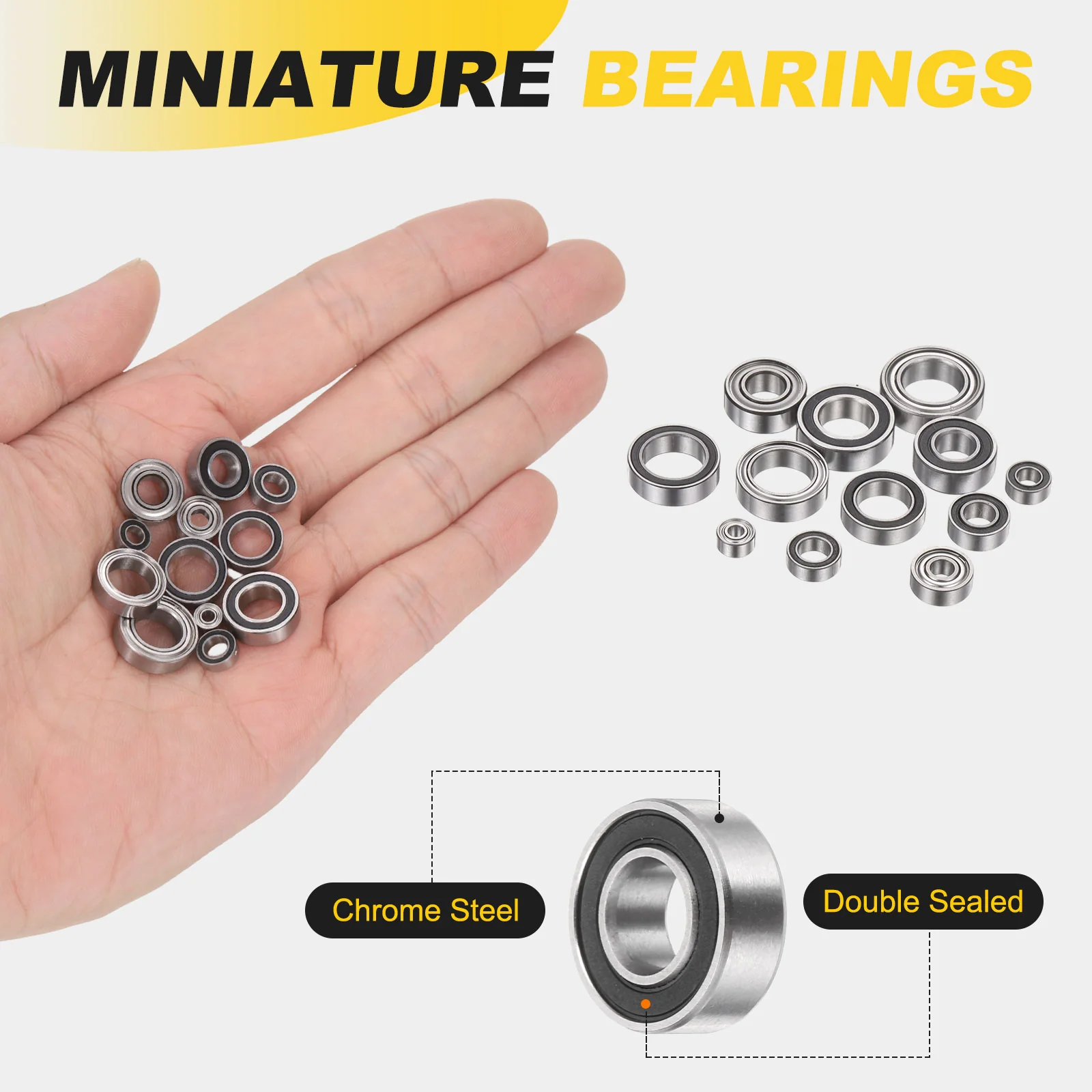 Uxcell 4Pcs SMR115-2RS Deep Groove Ball Bearings, 5x11x4mm 440C Double Sealed Bearing - Image 3