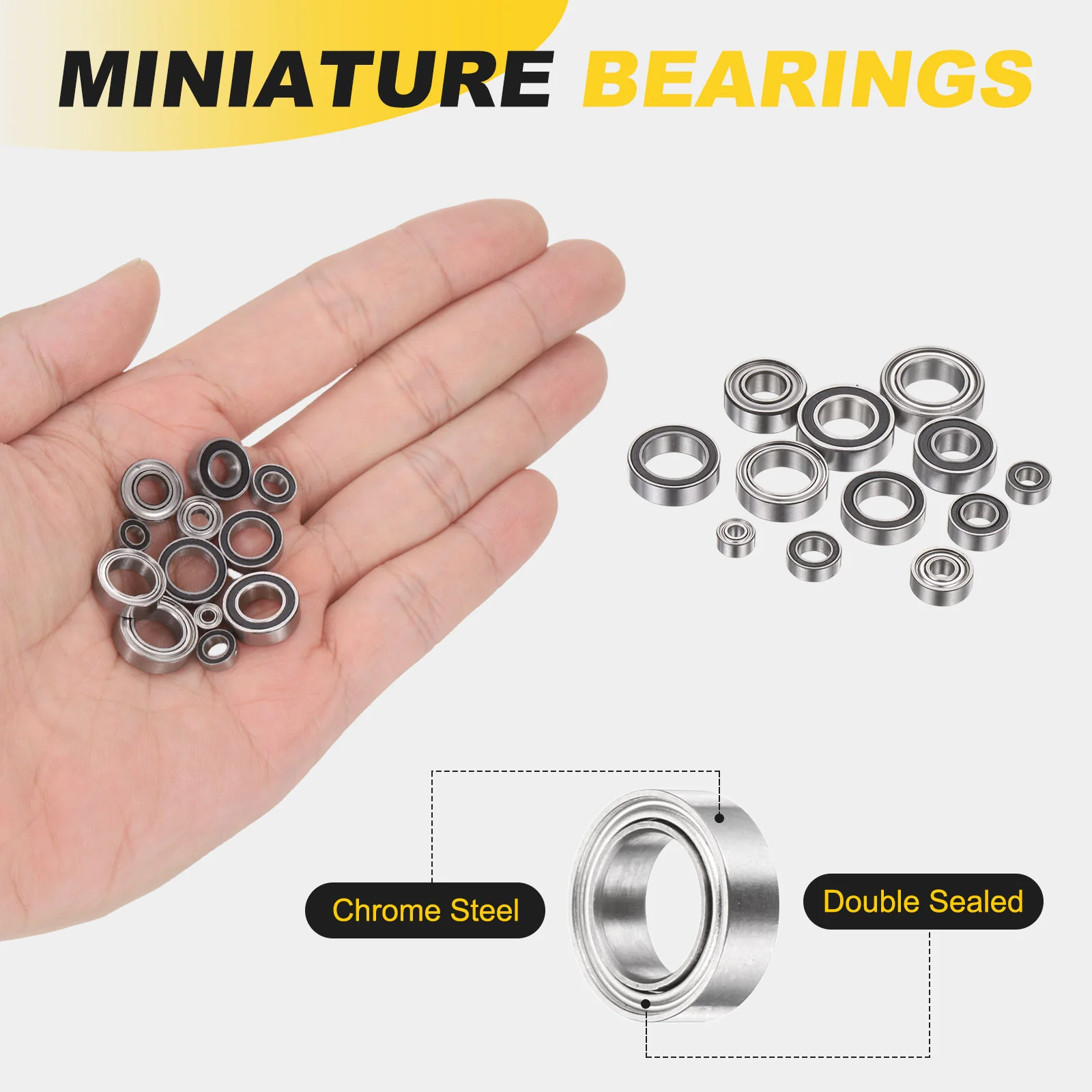 Uxcell 4Pcs SMR85ZZ Deep Groove Ball Bearings, 5x8x2.5mm 440C Double Sealed Bearing - Image 3