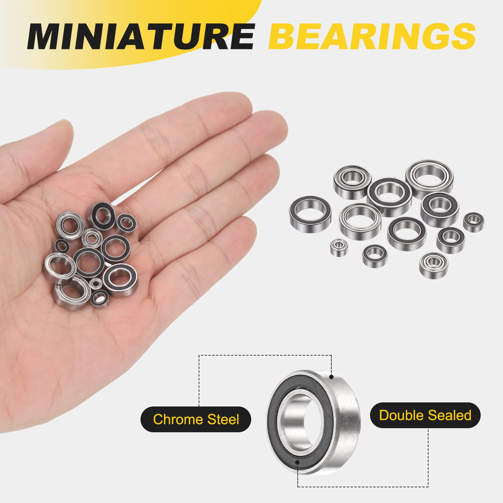 Uxcell 4Pcs SMR126-2RS Deep Groove Ball Bearings, 6x12x4mm 440C Double Sealed Bearing - Image 3