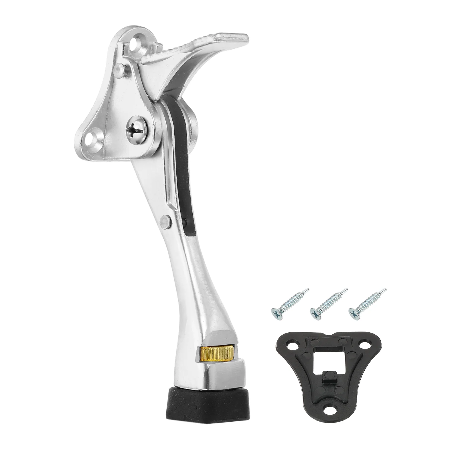 Uxcell Kickdown Door Stopper, 4.7" Aluminum Alloy Adjustable Door Holder, Bright Silver