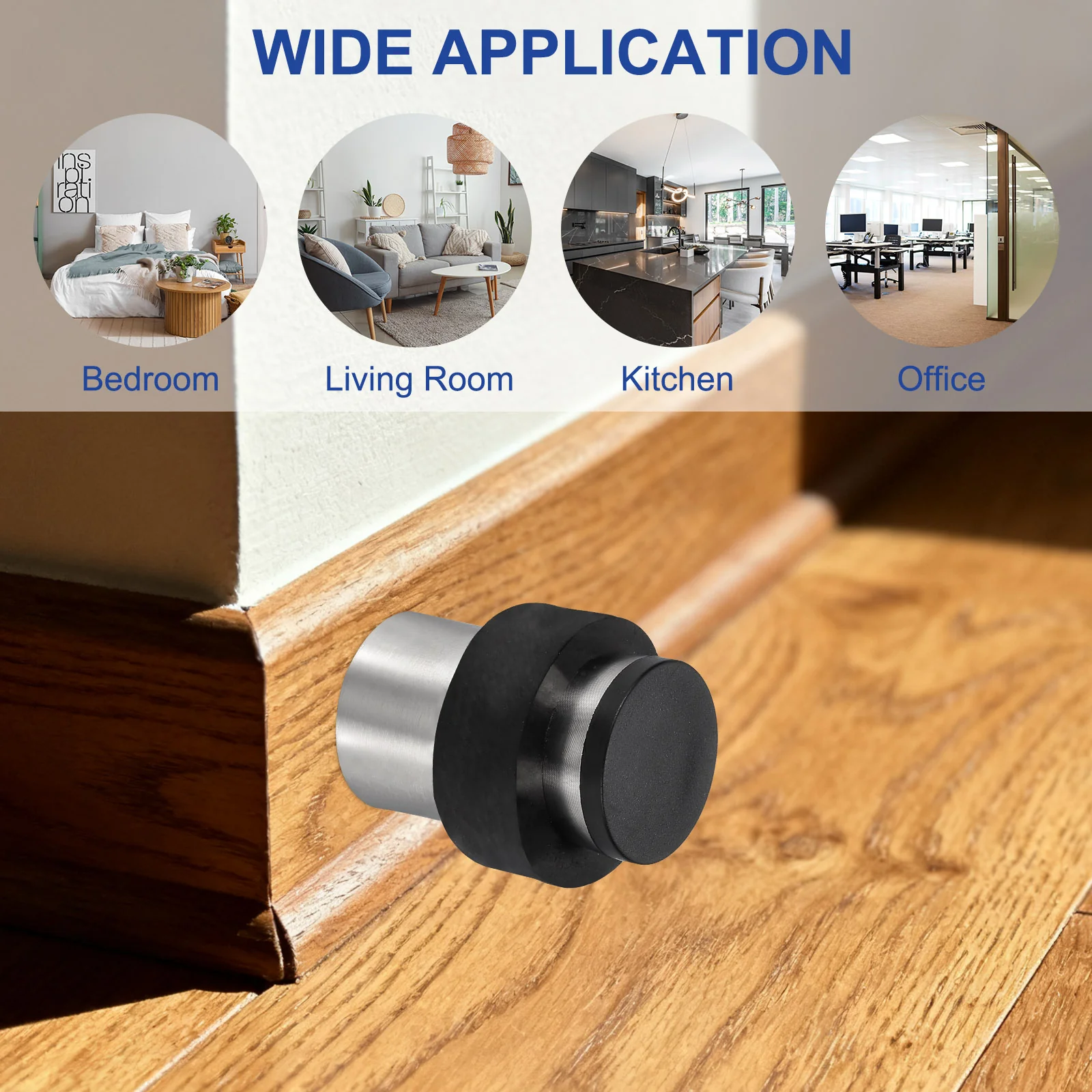 Uxcell 2 Set Cylindrical Door Stopper, 4.9" Height Rubber Bumper Door Stop, Silver - Image 6