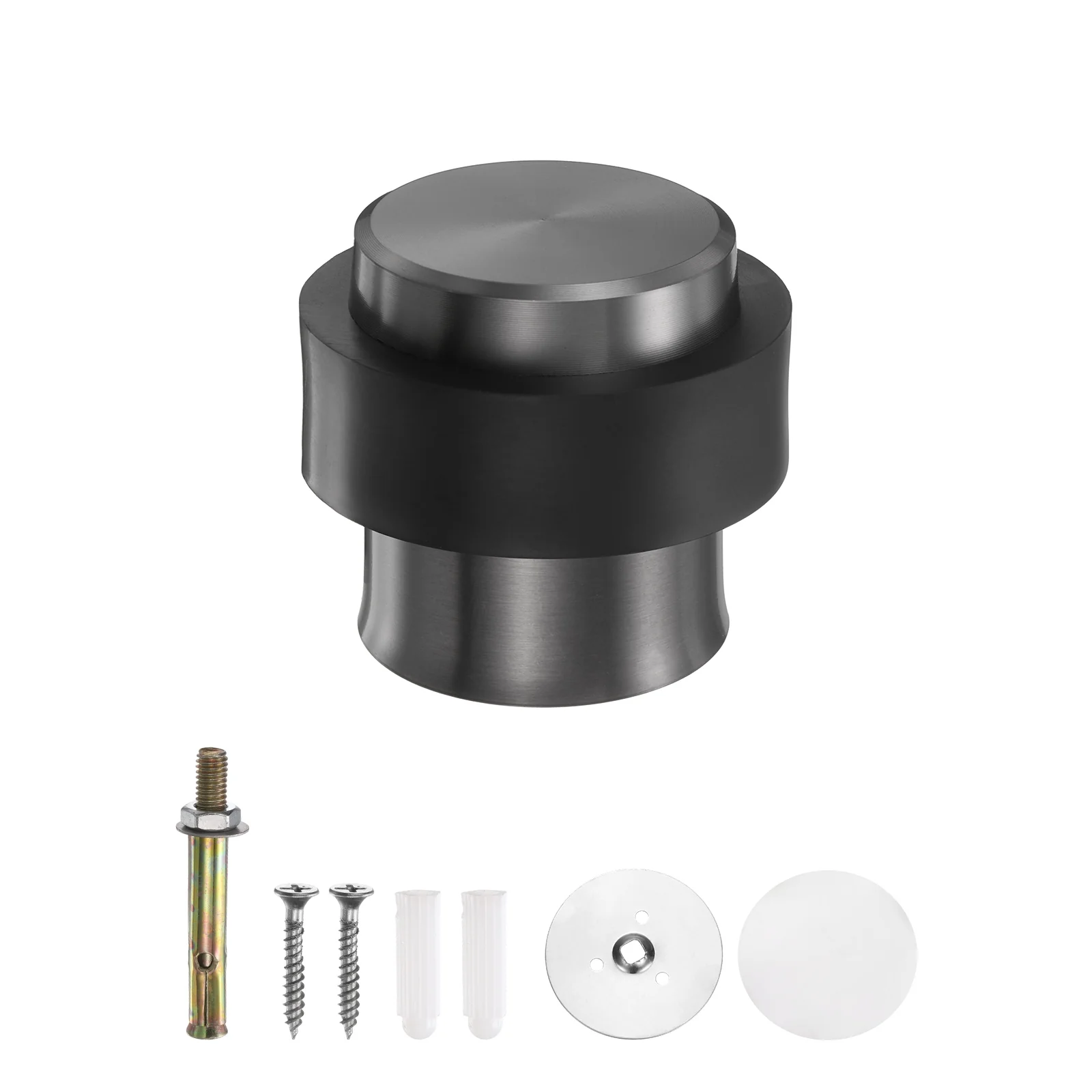 Uxcell Cylindrical Door Stopper, 1.8" Height Door Stop with Rubber Bumper, Gray