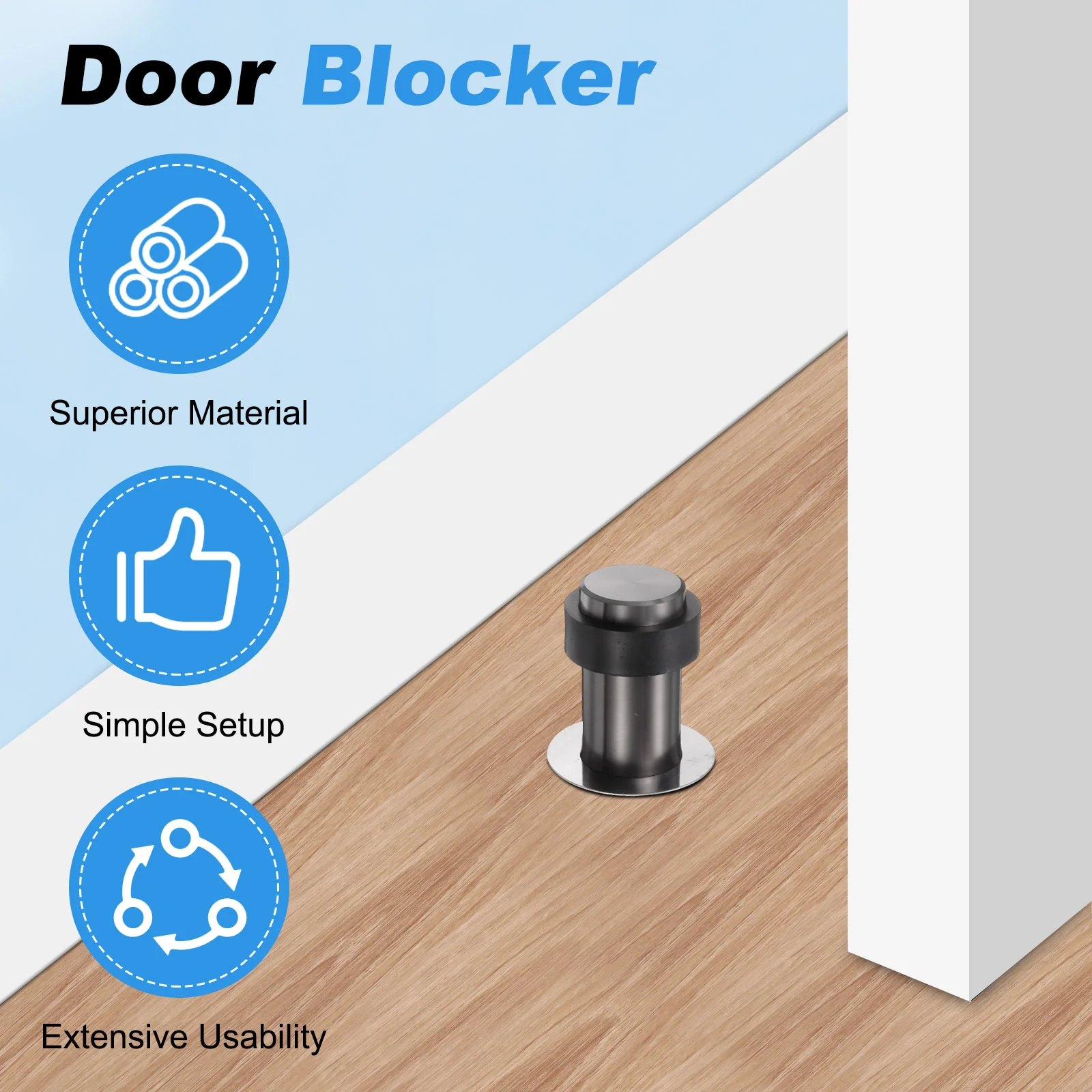Uxcell 3Pcs Cylindrical Door Stopper, 1.8" Height Door Stop with Rubber Bumper, Copper - Image 5