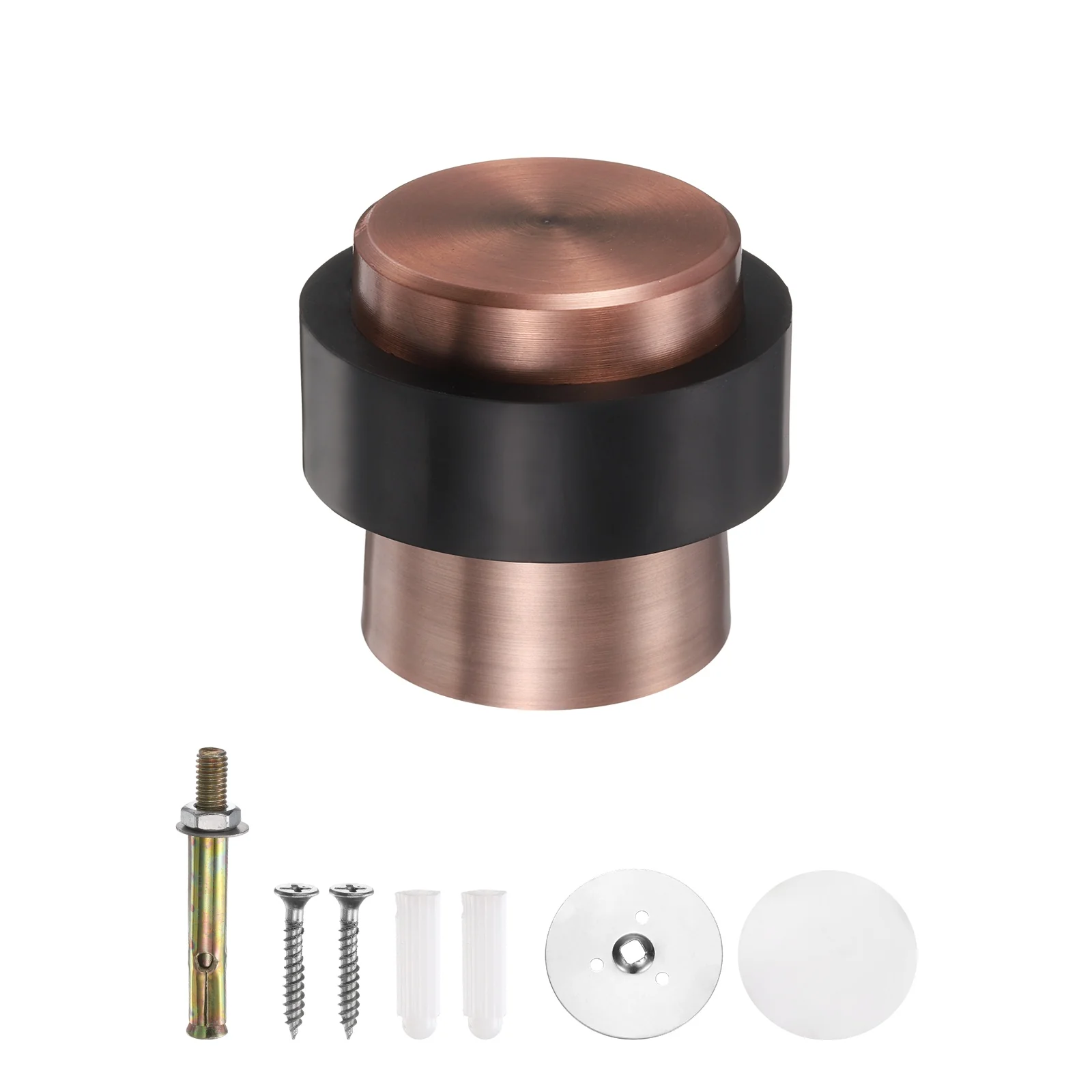 Uxcell Cylindrical Door Stopper, 1.8" Height Door Stop with Rubber Bumper, Copper
