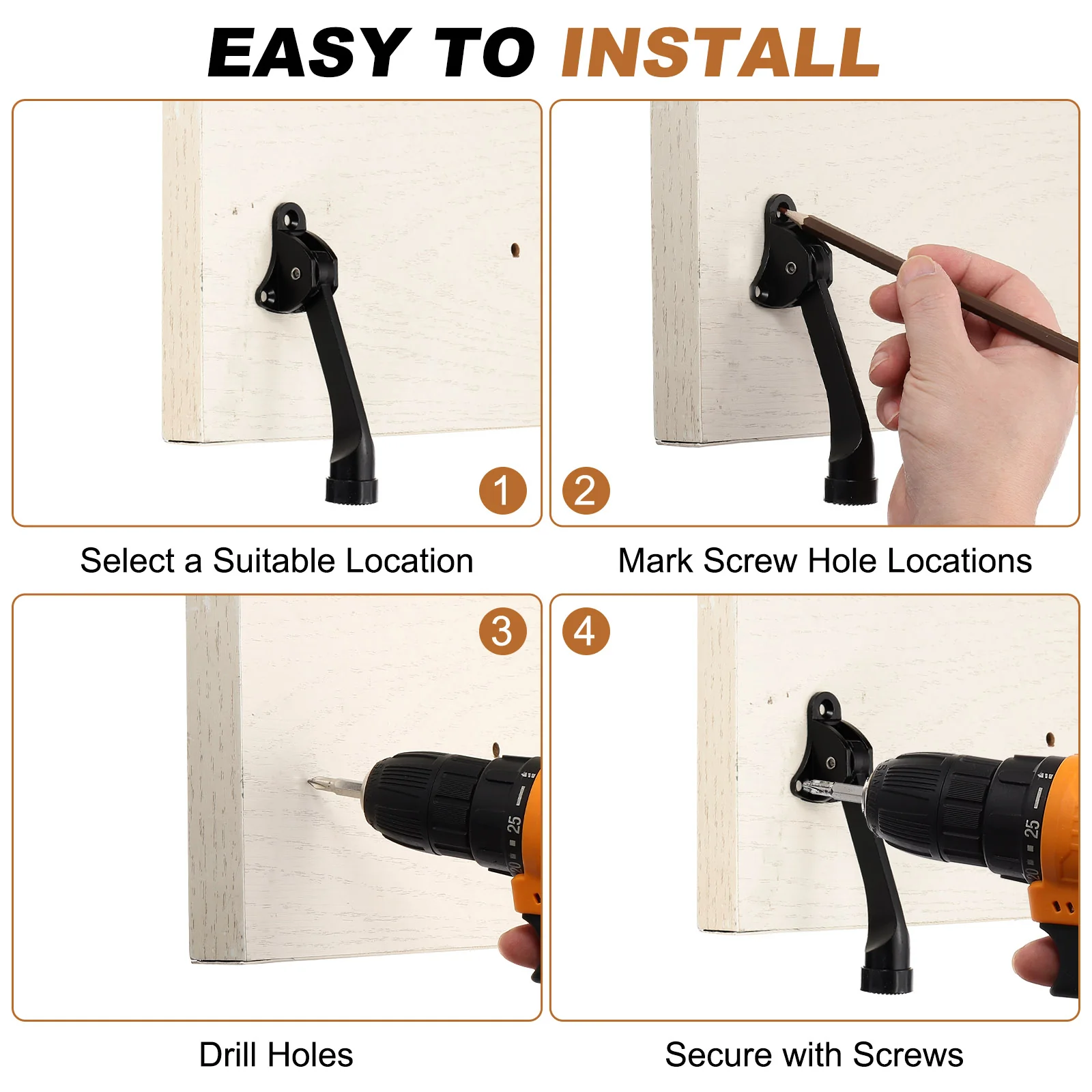 Uxcell 4 Set Kickdown Door Stopper, 4.7" Zinc Alloy Adjustable Door Holder, Silver - Image 4