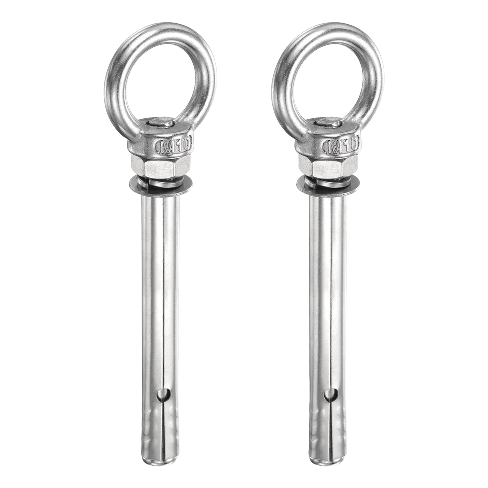 2 Pcs M10x90mm 201 Stainless Steel Expansion Lifting Eyebolt with Eye Ring