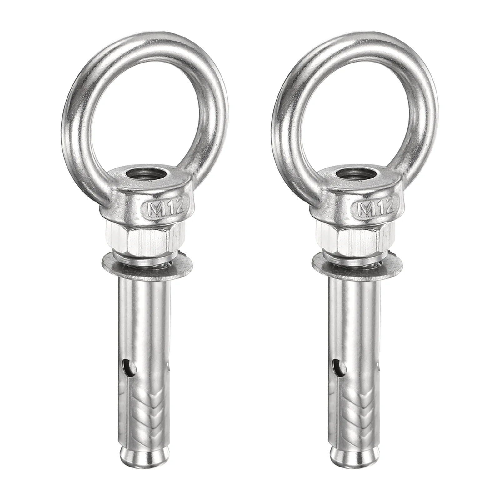 2 Pcs M12x50mm 201 Stainless Steel Expansion Lifting Eyebolt with Eye Ring