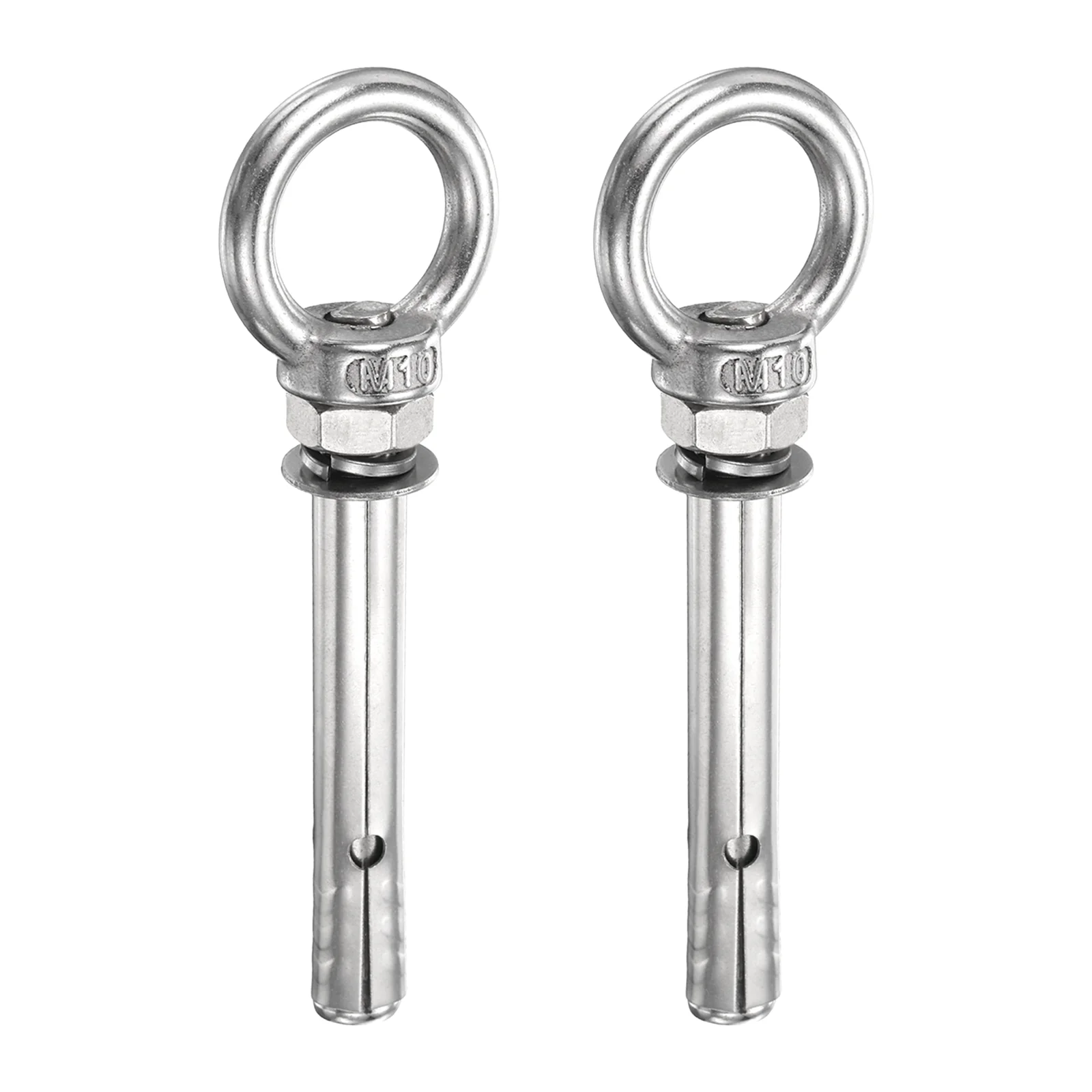 2 Pcs M10x75mm 201 Stainless Steel Expansion Lifting Eyebolt with Eye Ring