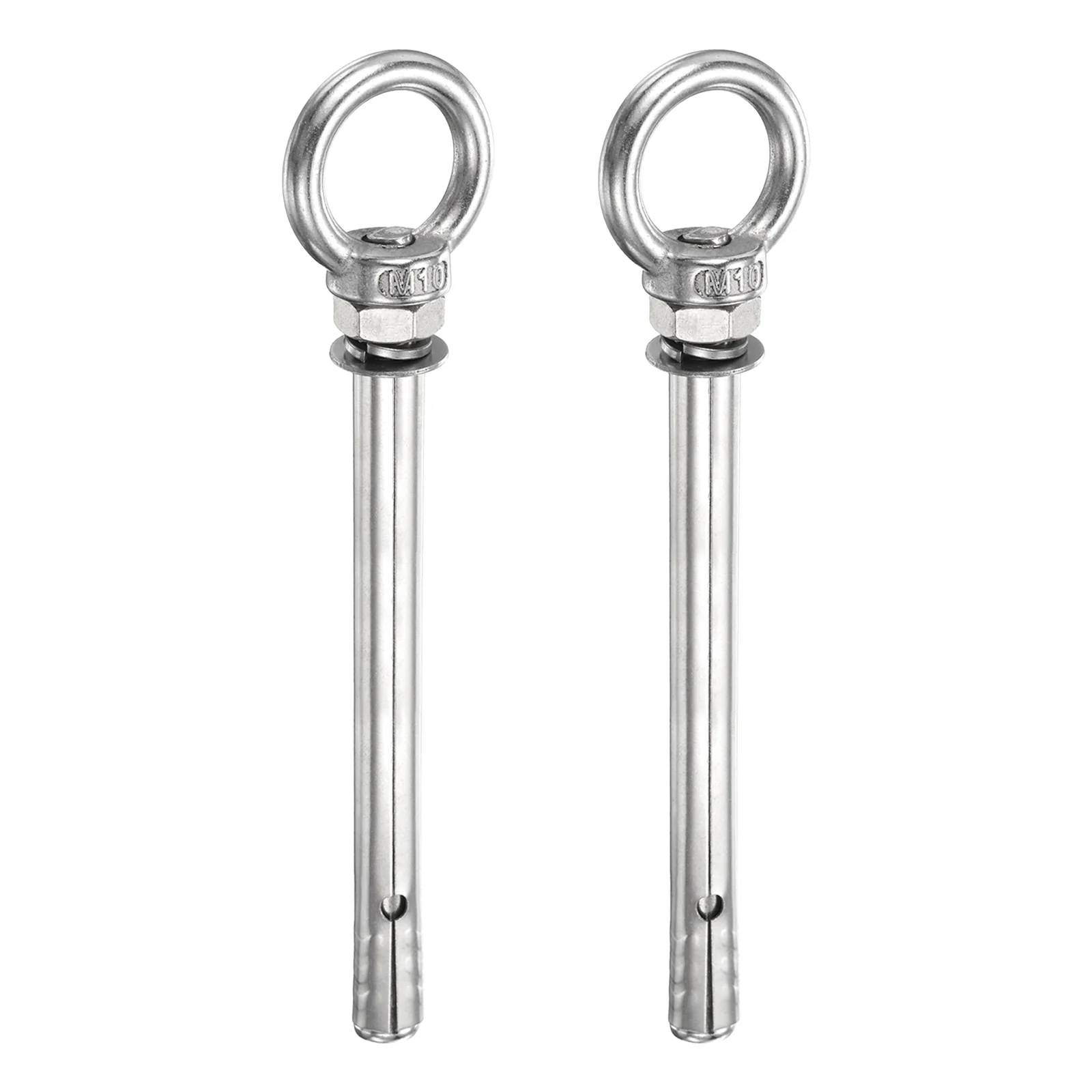 2 Pcs M10x120mm 201 Stainless Steel Expansion Lifting Eyebolt with Eye Ring