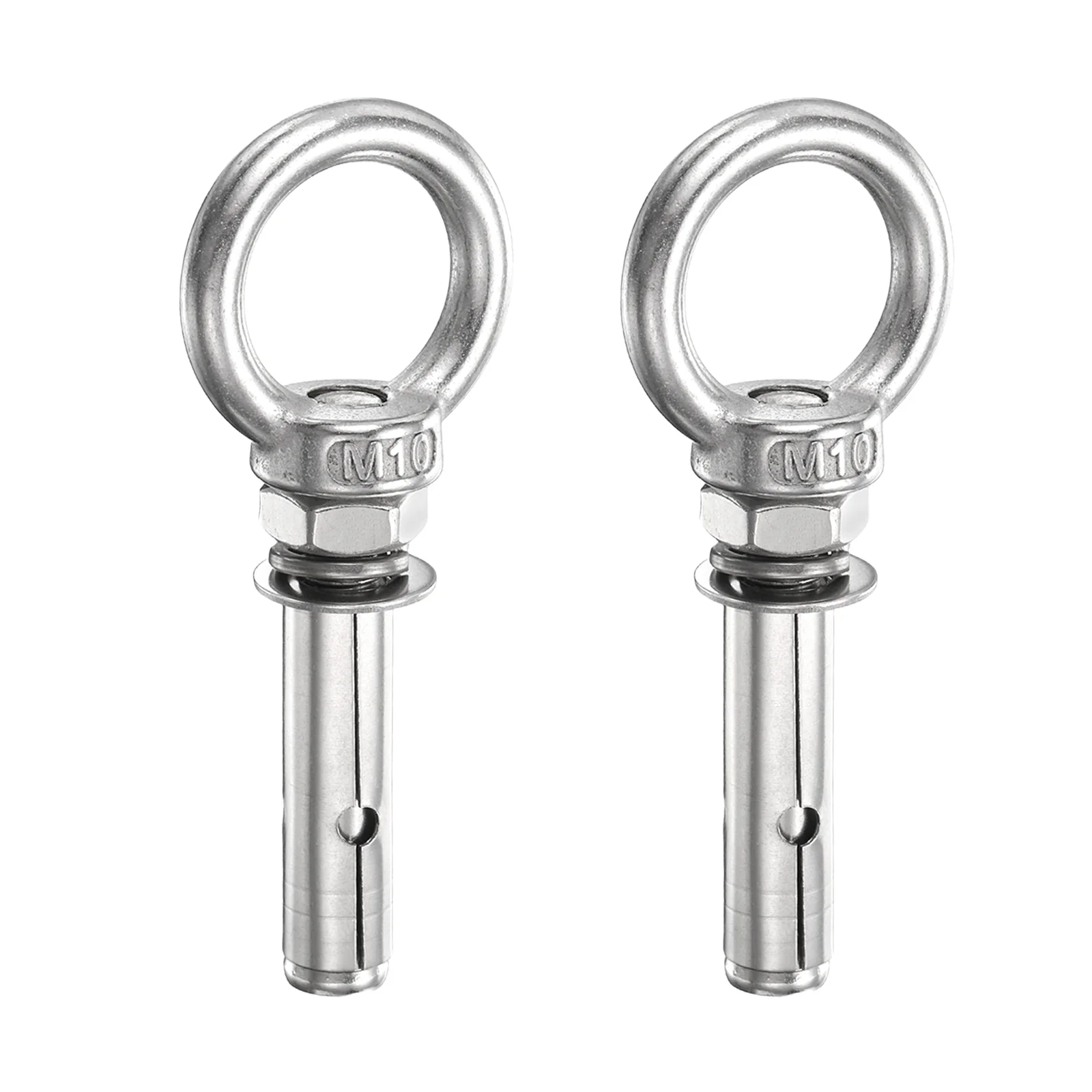 2 Pcs M10x45mm 201 Stainless Steel Expansion Lifting Eyebolt with Eye Ring