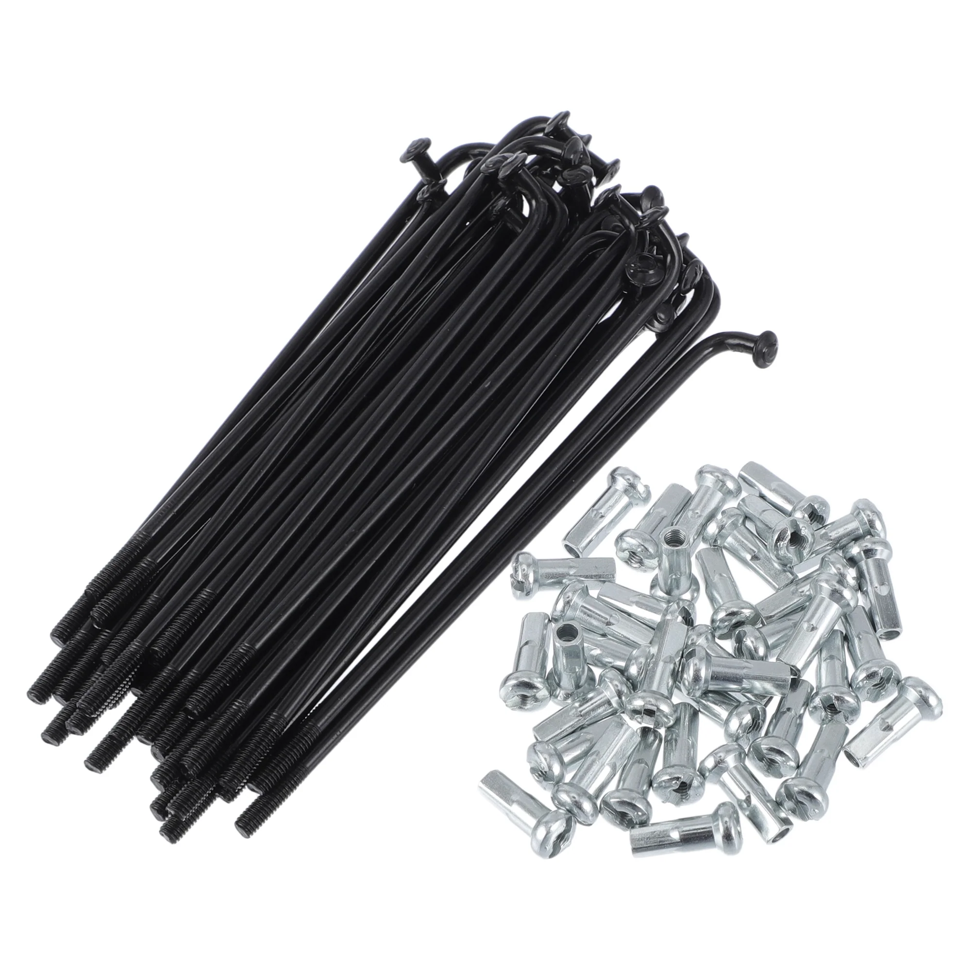 1 Set 13G 83mm Length Bicycle Spokes Nipple 45 Steel Black Universal