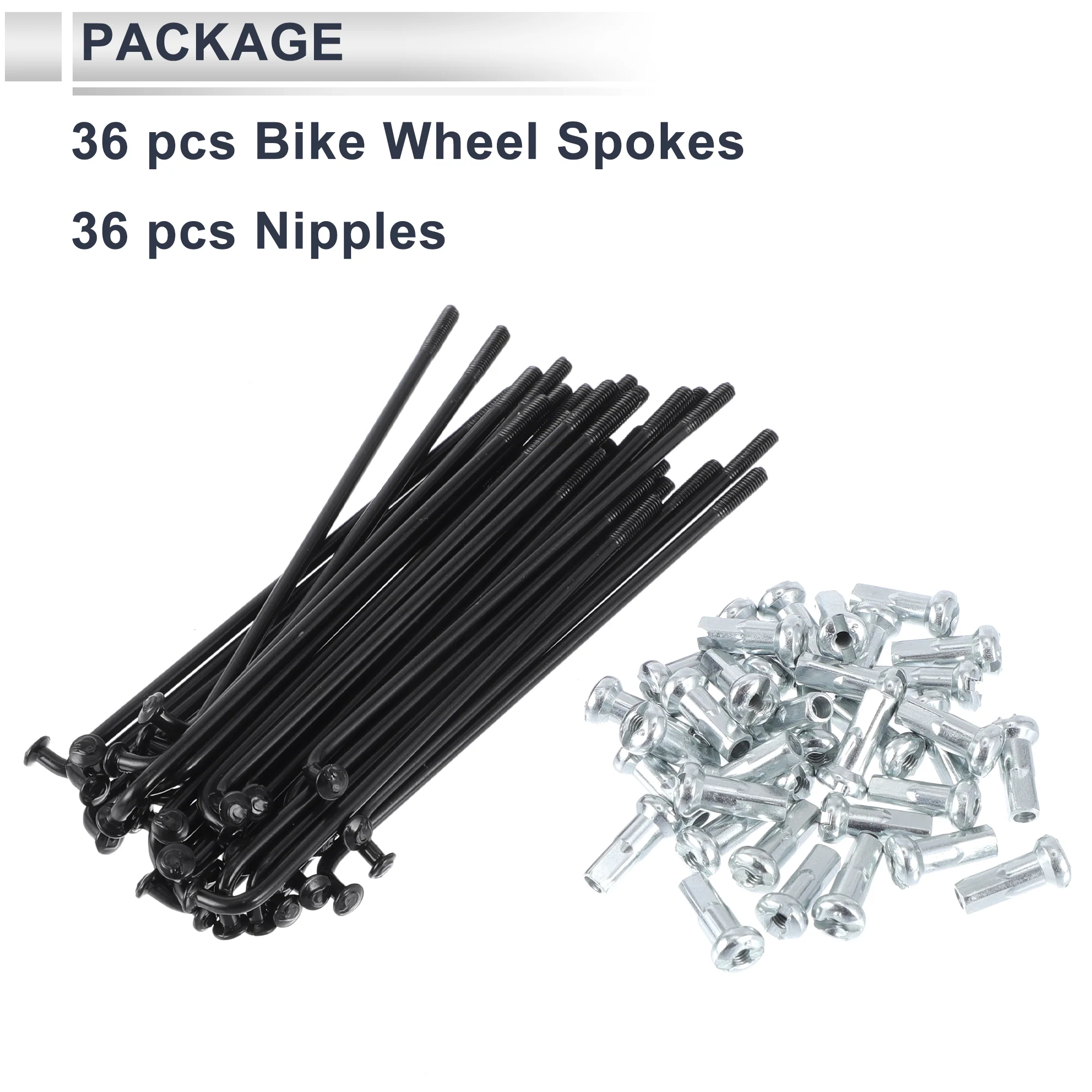 1 Set 13G 83mm Length Bicycle Spokes Nipple 45 Steel Black Universal - Image 4