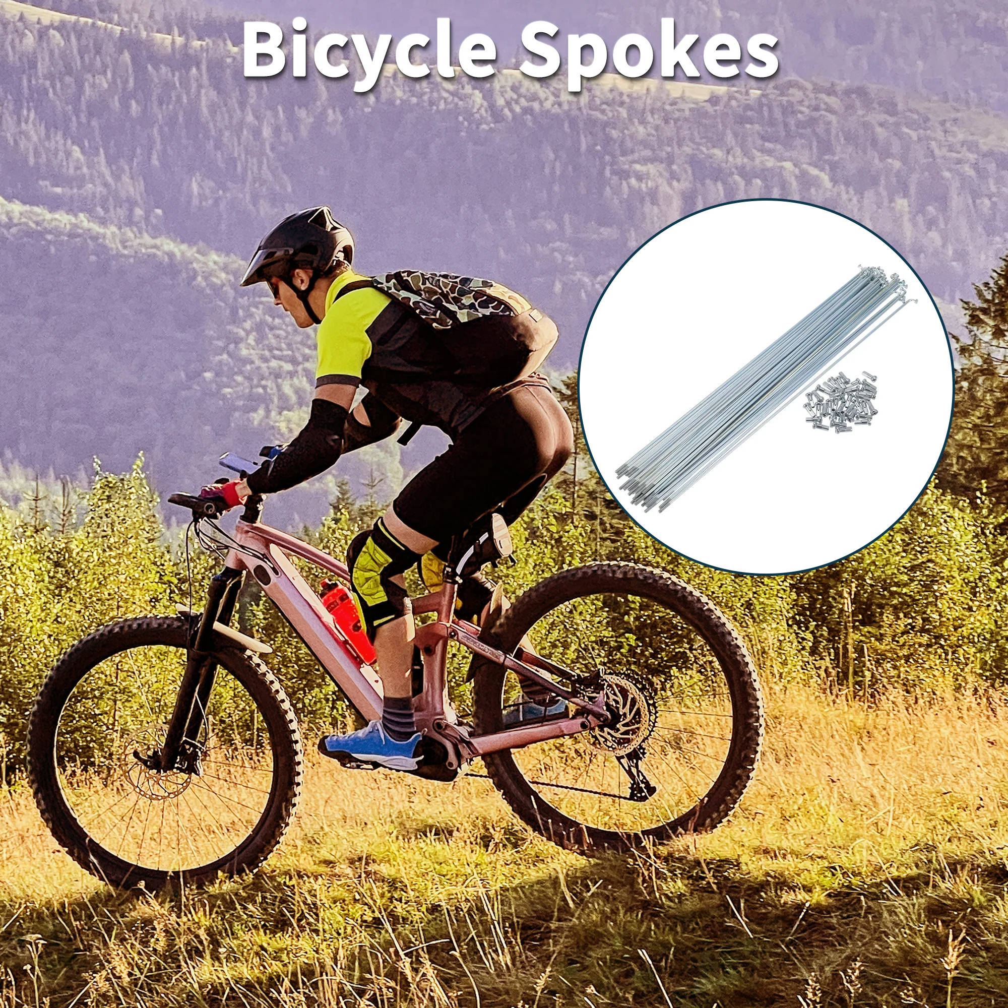 Bicycle Spokes Bike Wheel Spokes Silver Tone Nipple 1 Set 13G 280mm Length 45 Steel Galvanized - Image 3