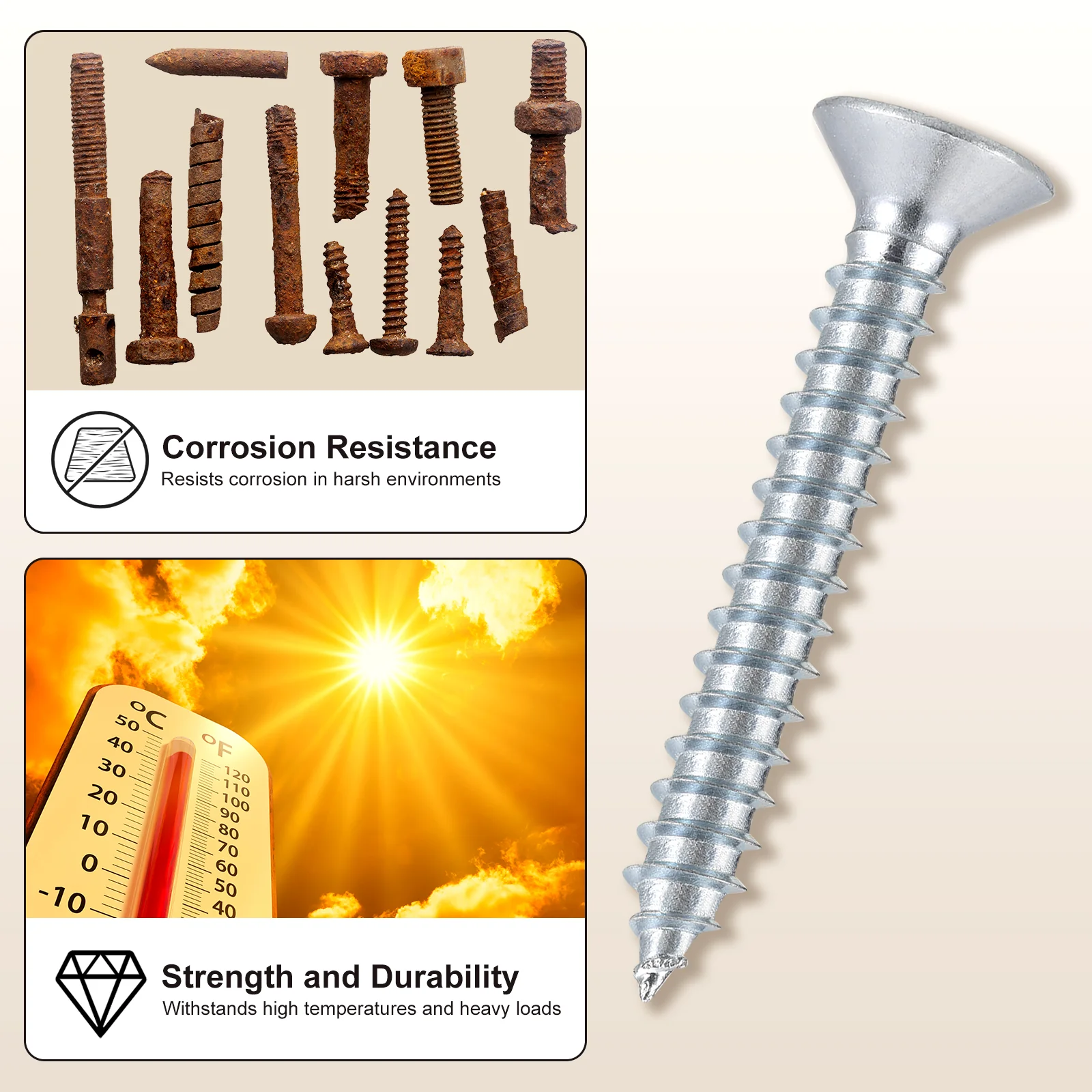 Cross Recessed Wood Screw #6,#8 100Pcs, Carbon Steel, Bluish-white - Image 4