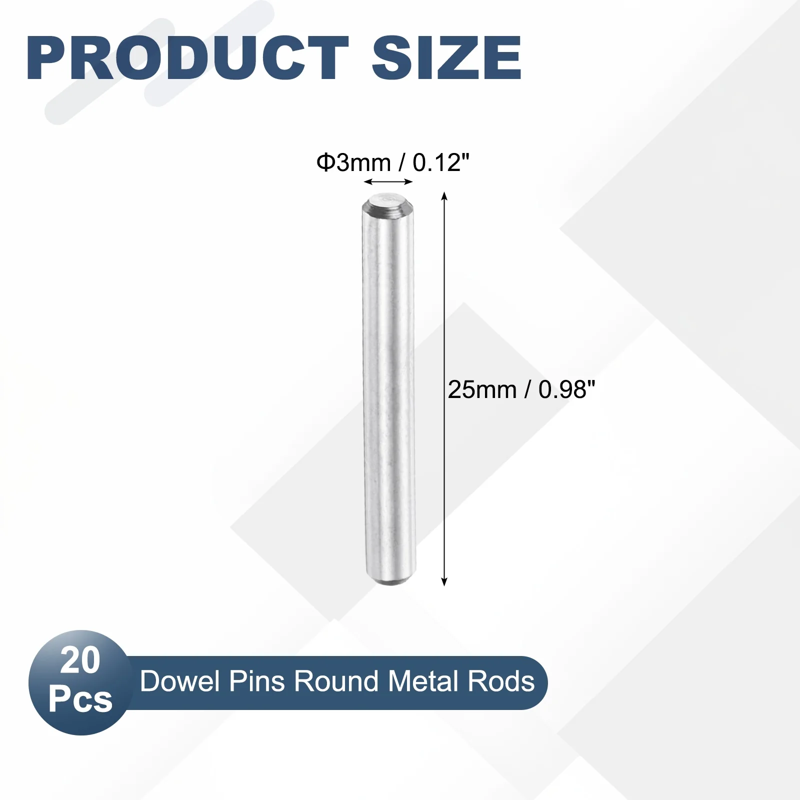 20 Pcs Marine Grade 316 Stainless Steel Dowel Pins 3mm x 25mm Round Metal Rods - Image 2