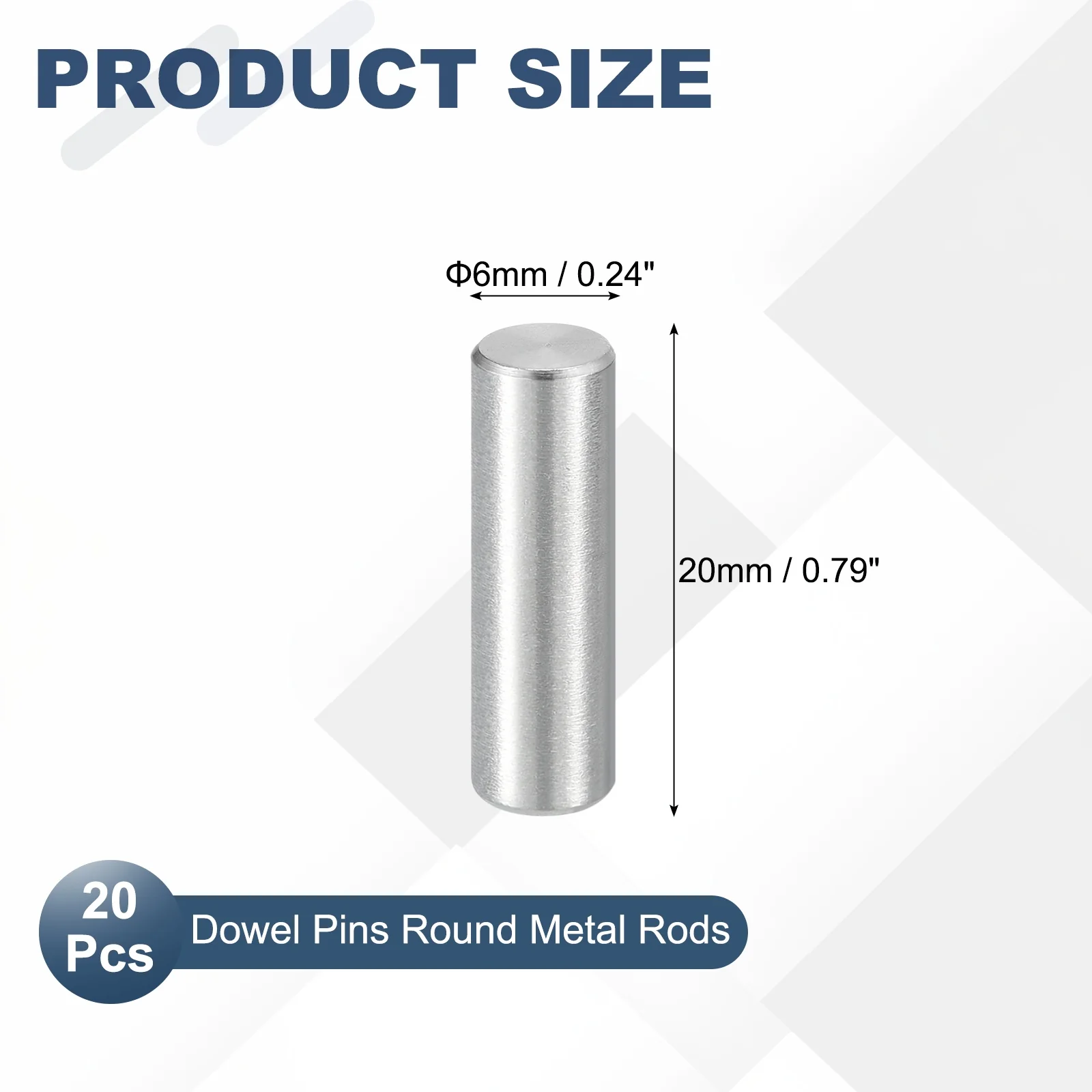 20 Pcs Marine Grade 316 Stainless Steel Dowel Pins 6mm x 20mm Round Metal Rods - Image 2