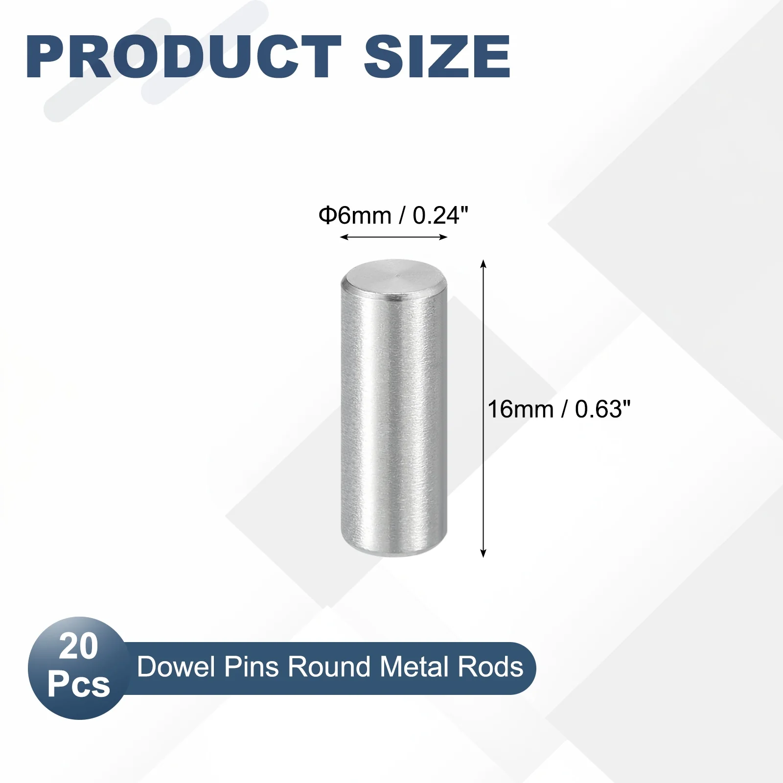20 Pcs Marine Grade 316 Stainless Steel Dowel Pins 6mm x 16mm Round Metal Rods - Image 2