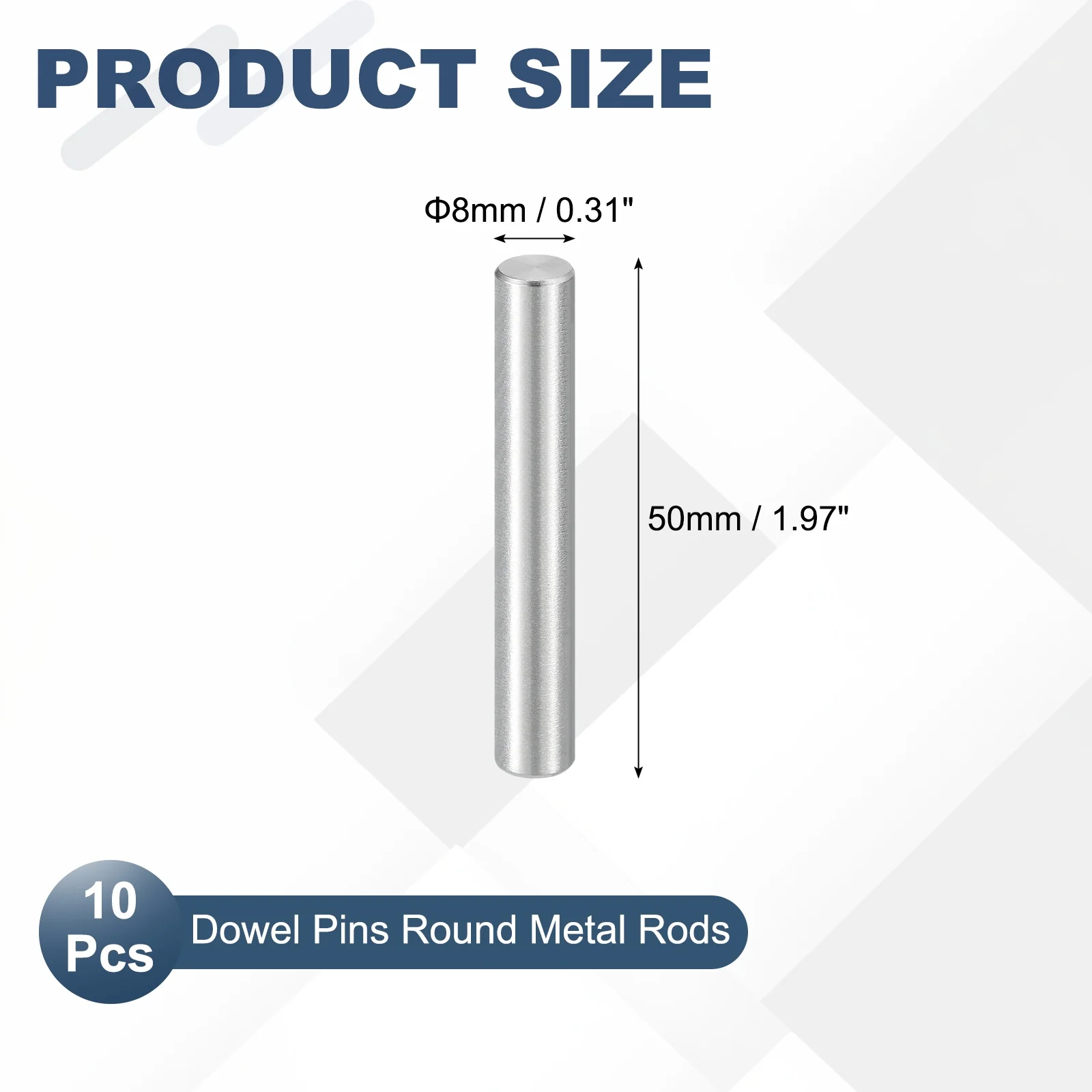 10 Pcs Marine Grade 316 Stainless Steel Dowel Pins 8mm x 50mm Round Metal Rods - Image 2