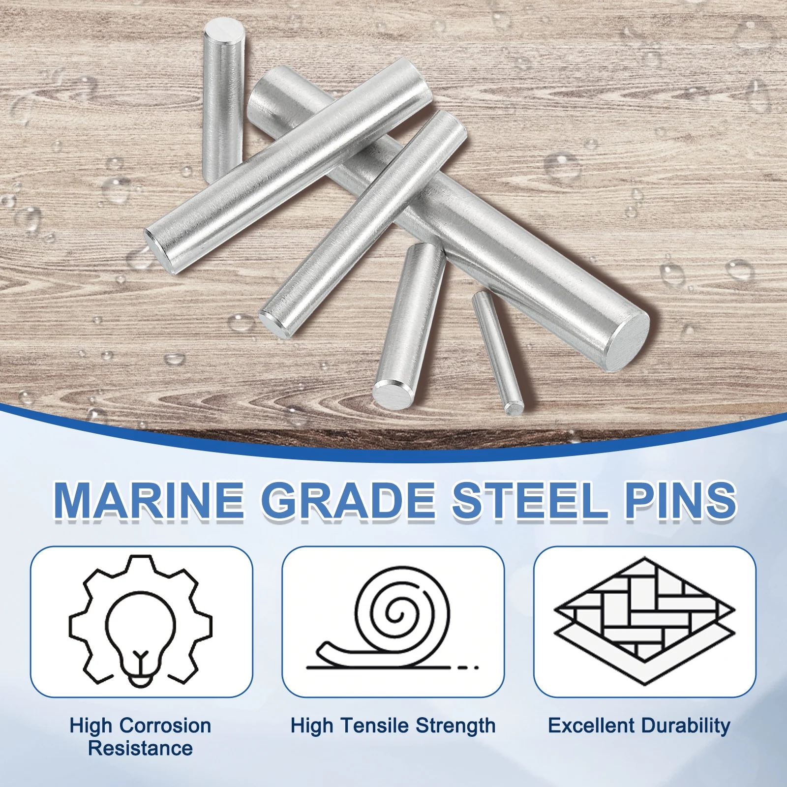10 Pcs Marine Grade 316 Stainless Steel Dowel Pins 6mm x 80mm Round Metal Rods - Image 4