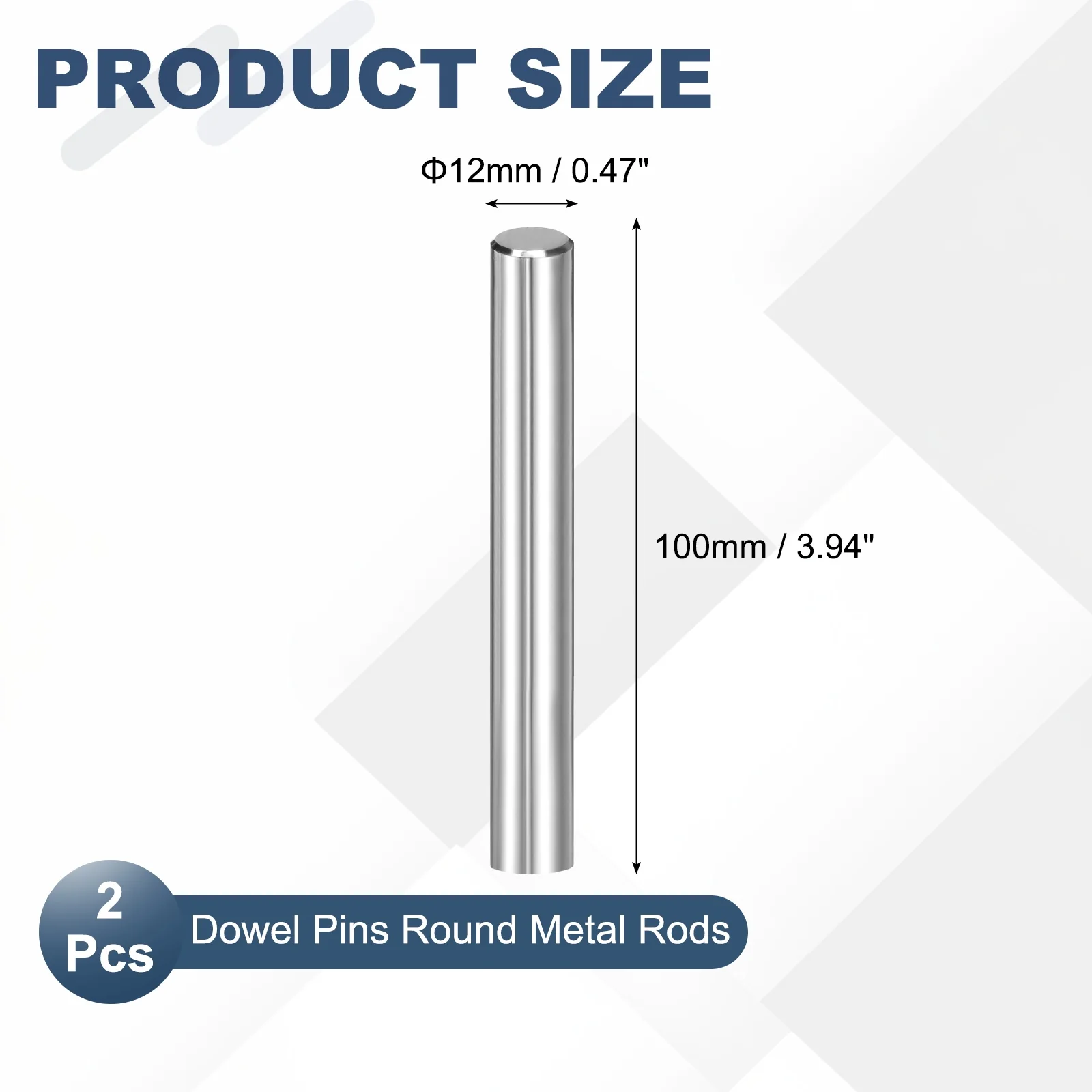 2 Pcs Marine Grade 316 Stainless Steel Dowel Pins 12mm x 100mm Round Metal Rods - Image 2