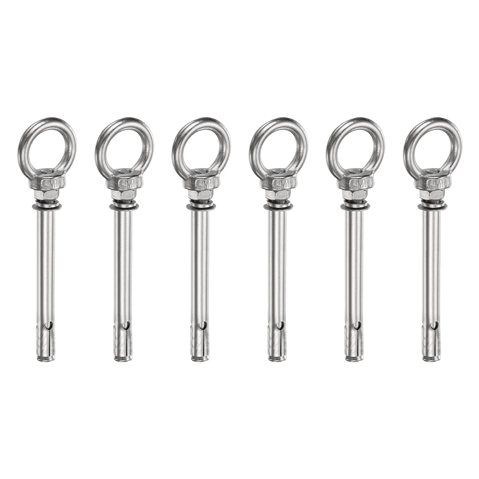 6 Pcs M6x55mm 201 Stainless Steel Expansion Lifting Eyebolt with Eye Ring