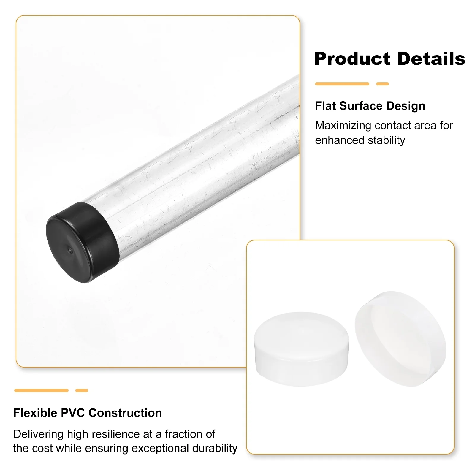 Uxcell 4pcs Rubber End Caps 180mm(7 1/16") End Cap Screw Thread Protectors White - Image 3