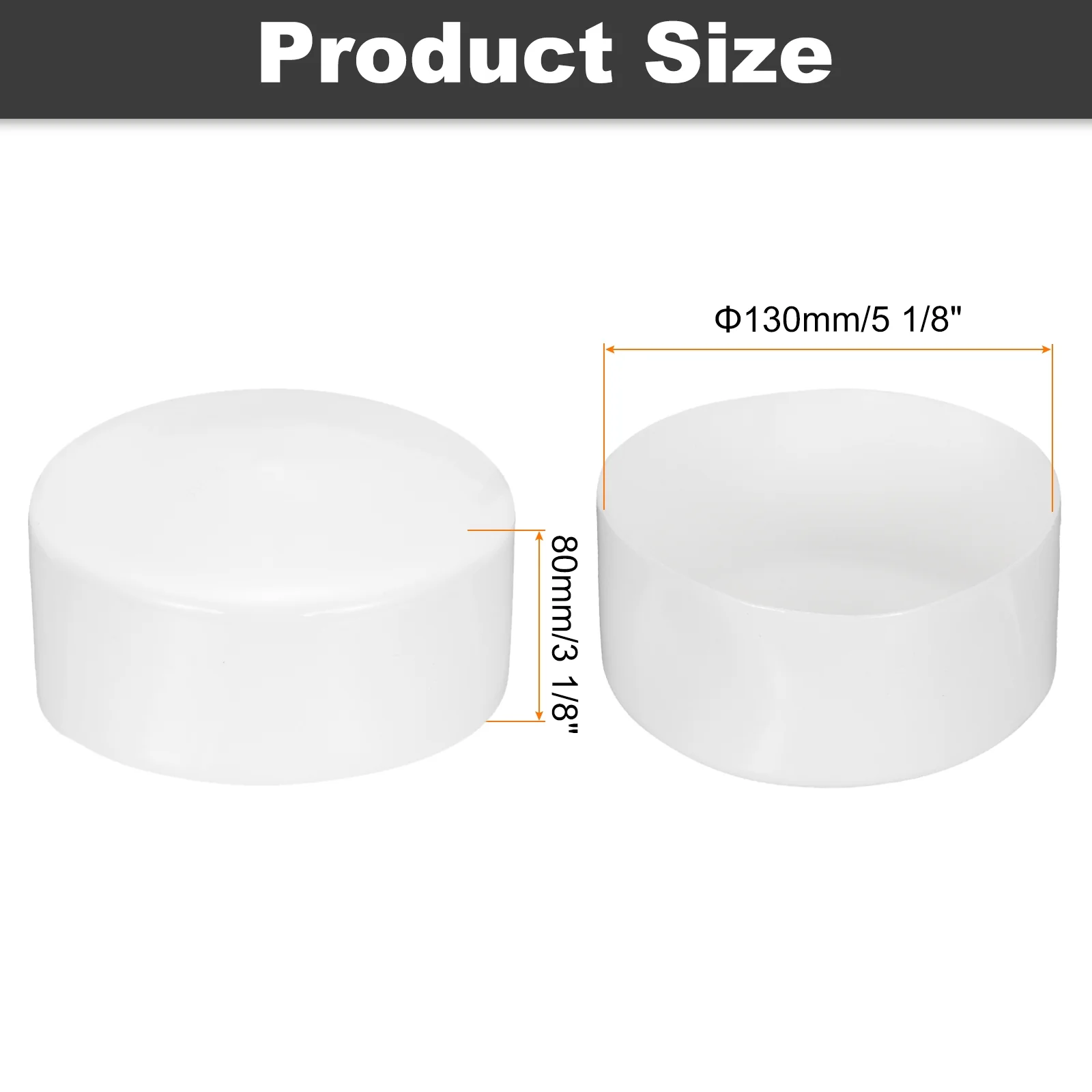 Uxcell 130mm(5 1/8") ID Rubber End Caps Pipe & Fence Post Protectors White - Image 2