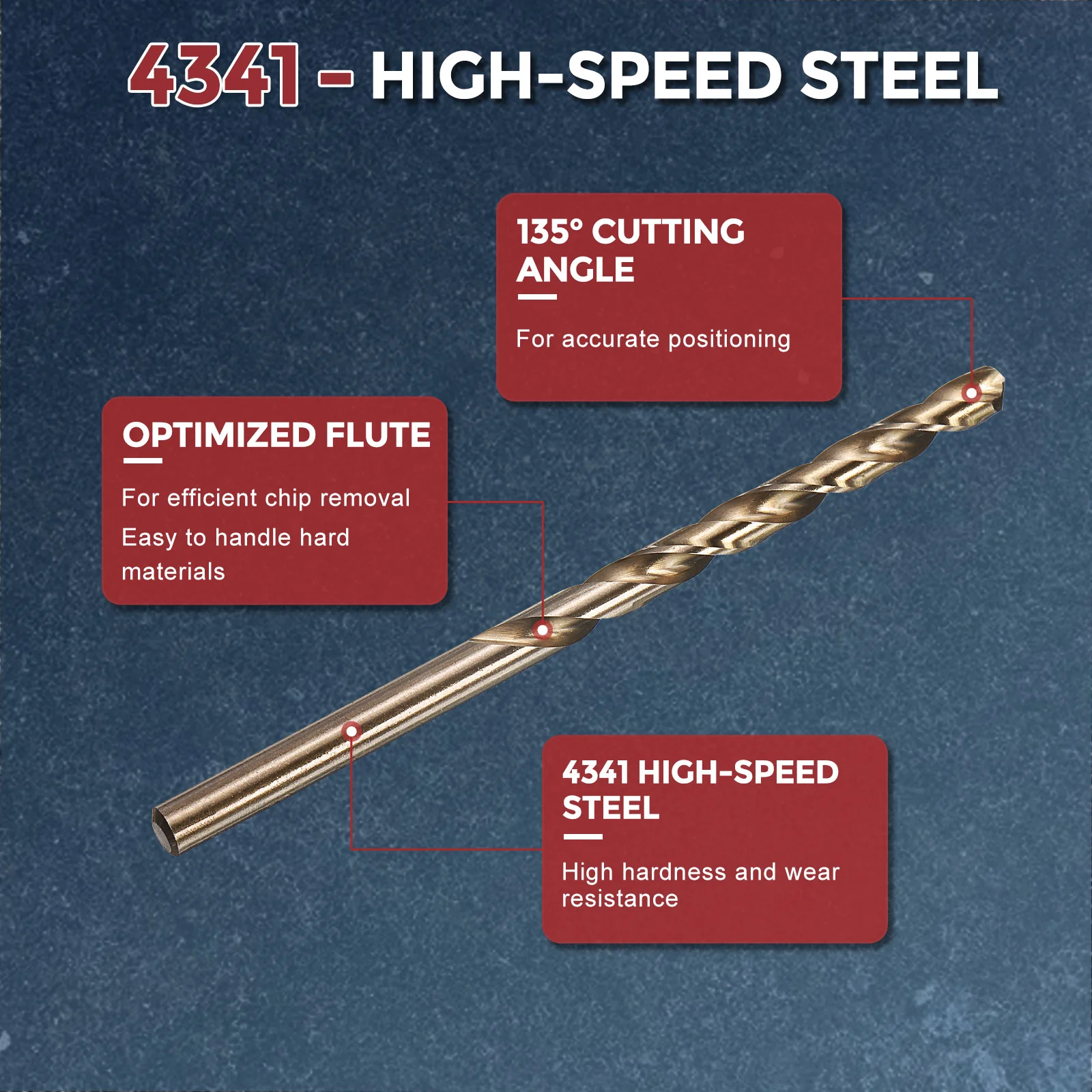 5pcs Drill Bit - #13 4341 HSS Gold Woodworking Handicraft - Image 3