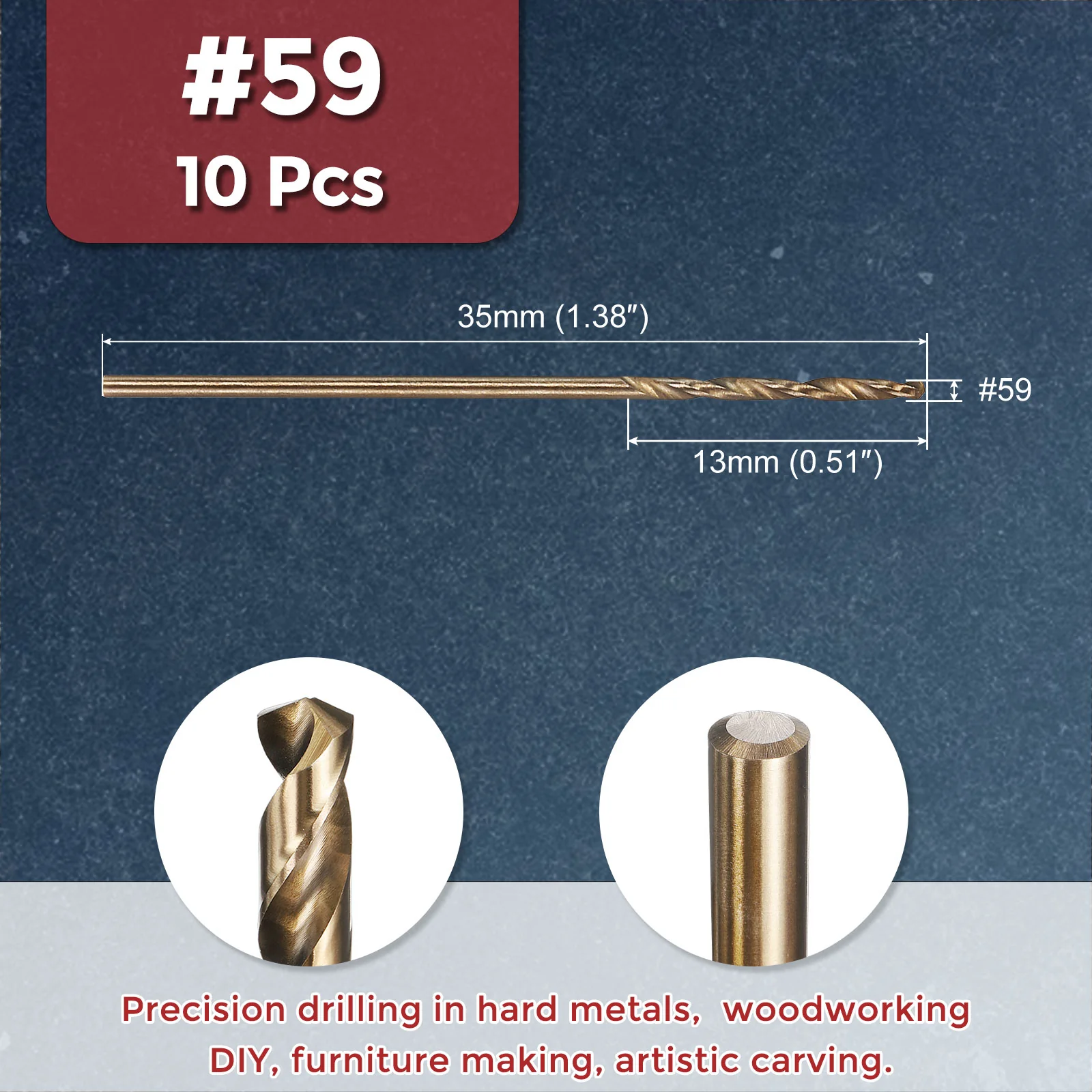 10pcs Drill Bit - #59 4341 HSS Gold Woodworking Handicraft - Image 2