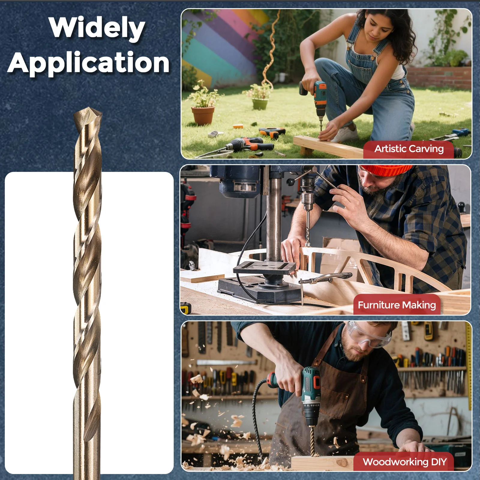 10pcs Drill Bit - #6 4341 HSS Gold Woodworking Handicraft - Image 4