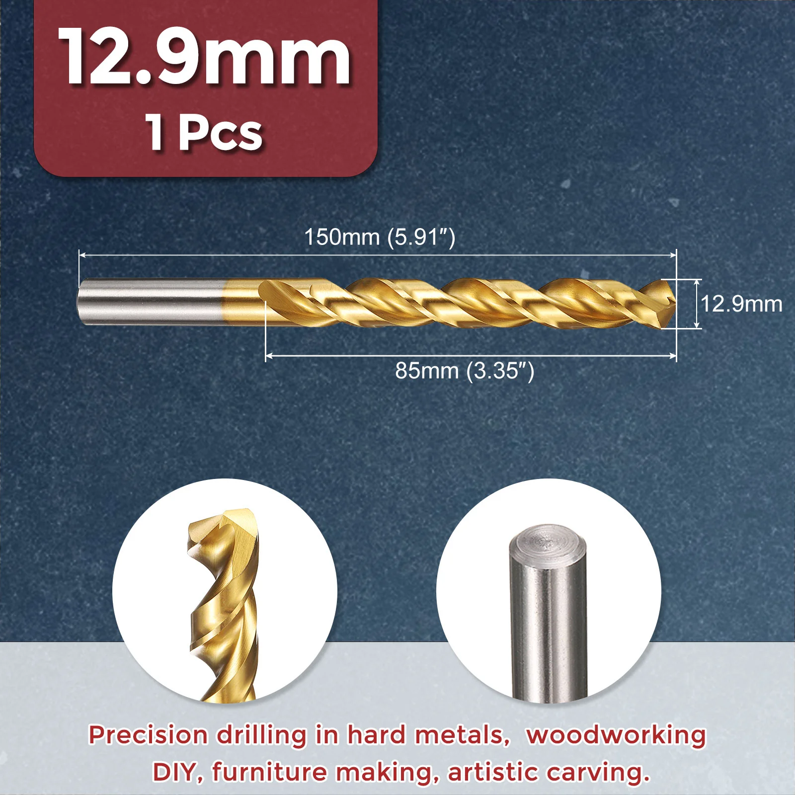 1pcs Drill Bit - 12.9mm HSS Cobalt TiN for Woodworking Handicraft Use - Image 2