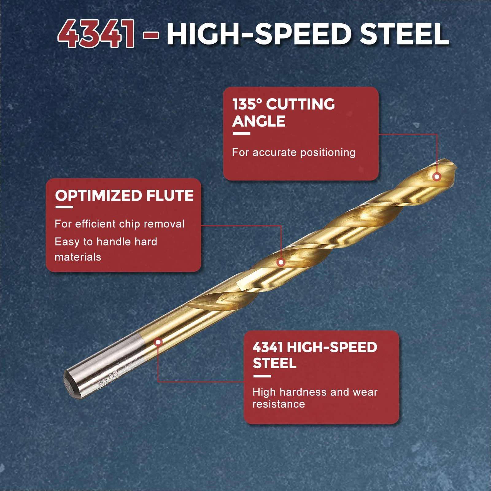 5pcs Drill Bit - 5/16" 4341 HSS Titanium Nitride Woodworking Handicraft - Image 3