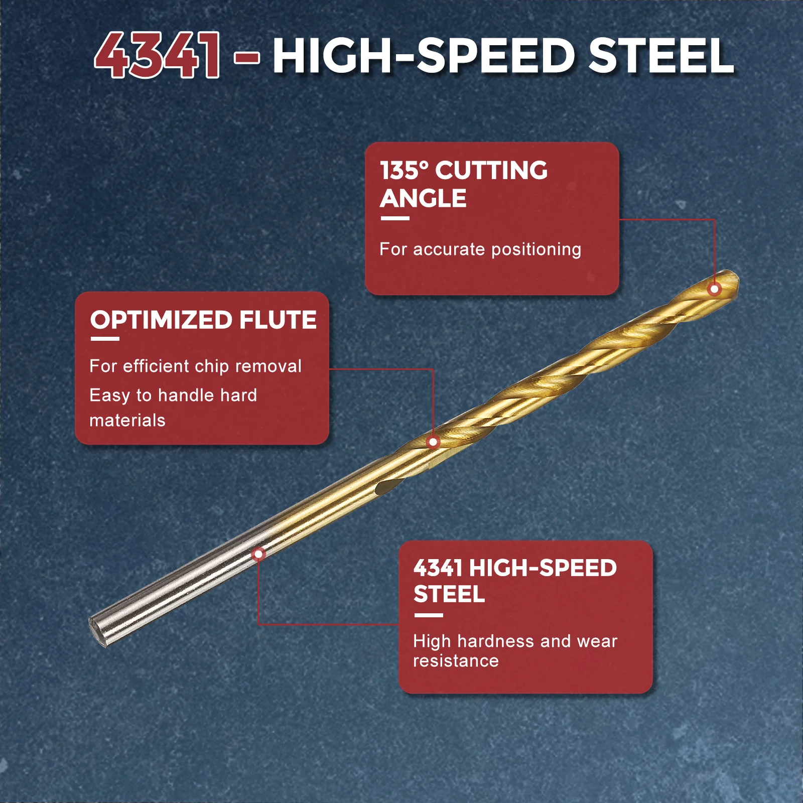 10pcs Drill Bit - 3/16" 4341 HSS Titanium Nitride Woodworking Handicraft - Image 3