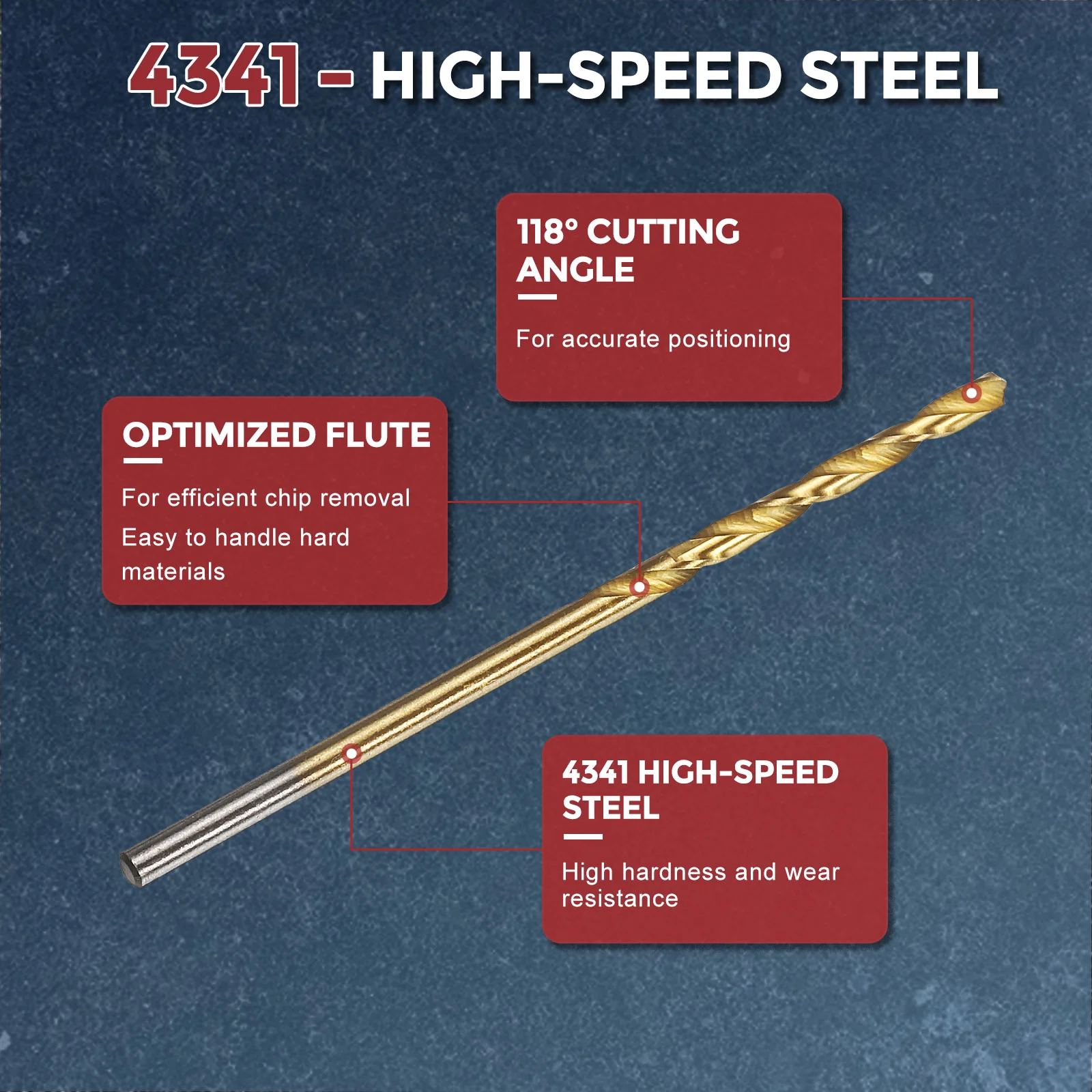 20pcs Drill Bit - 3/32" 4341 HSS Titanium Nitride Woodworking Handicraft - Image 3