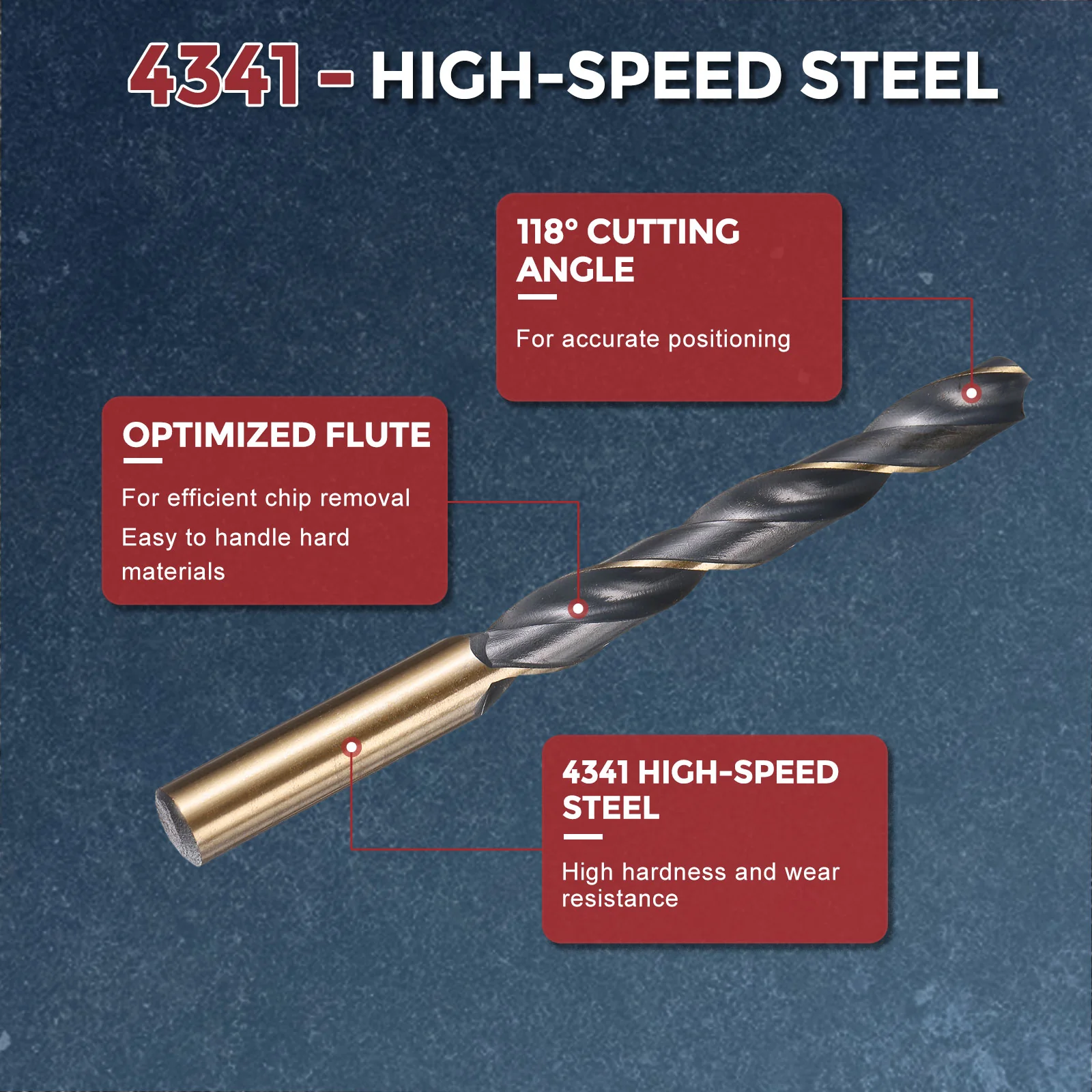 5pcs Drill Bit - 13mm 4341 HSS Black Gold Woodworking Handicraft - Image 3