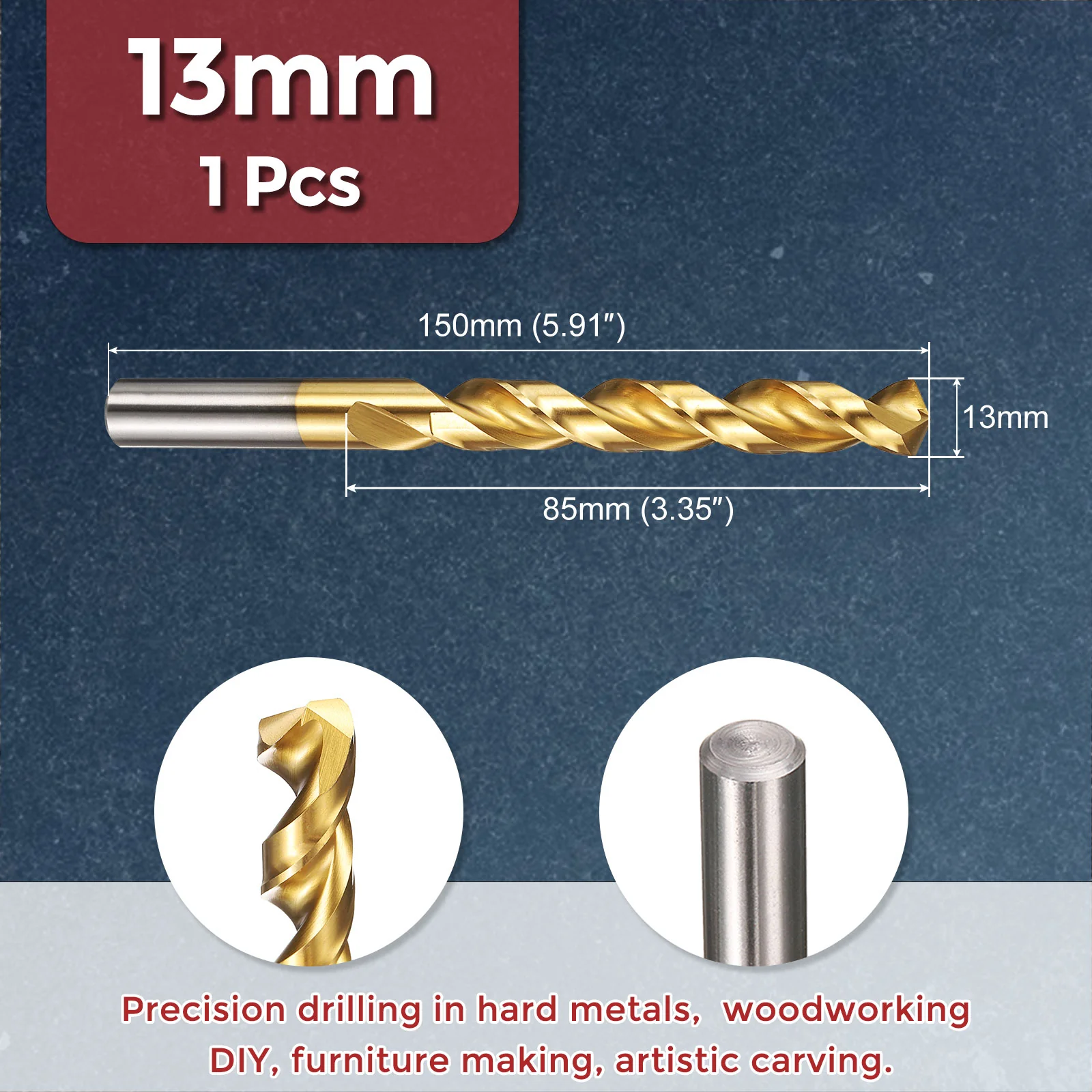 1pcs Drill Bit - 13mm HSS Cobalt TiN for Woodworking Handicraft Use - Image 2