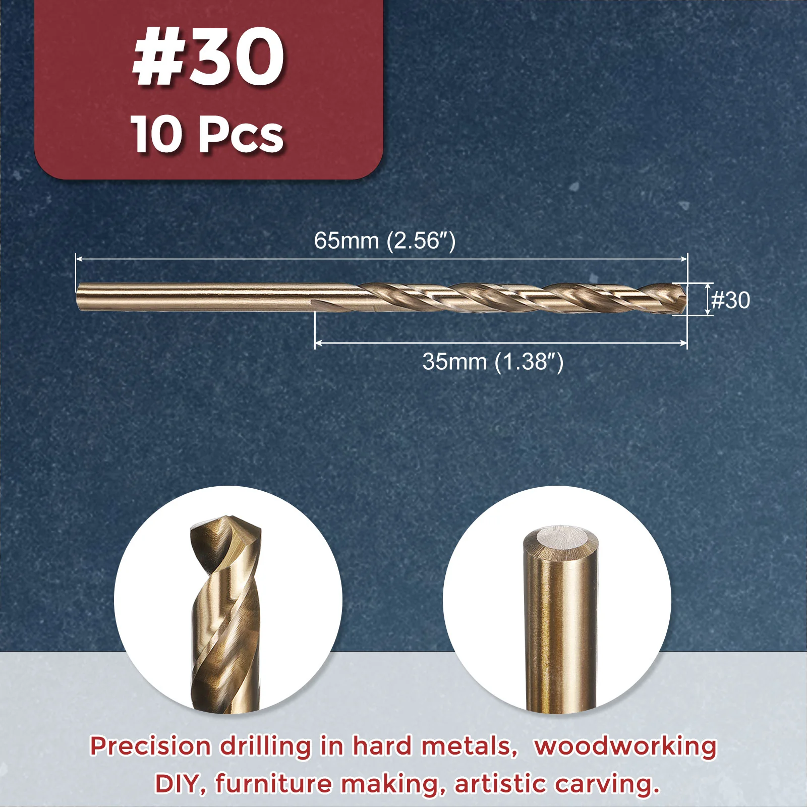 10pcs Drill Bit - #30 4341 HSS Gold Woodworking Handicraft - Image 2