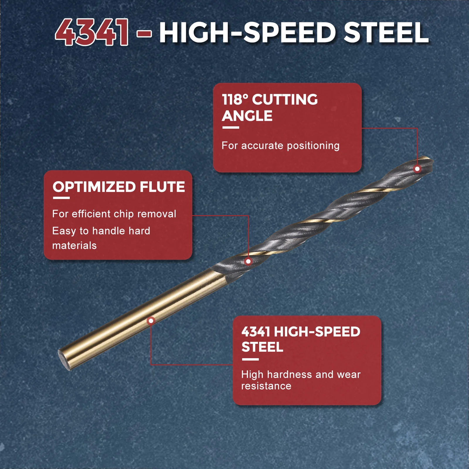 10pcs Drill Bit - 4.5mm 4341 HSS Black Gold Woodworking Handicraft - Image 3