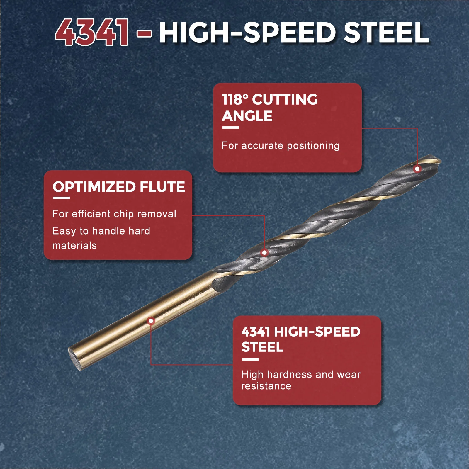 5pcs Drill Bit - 5mm 4341 HSS Black Gold Woodworking Handicraft - Image 3